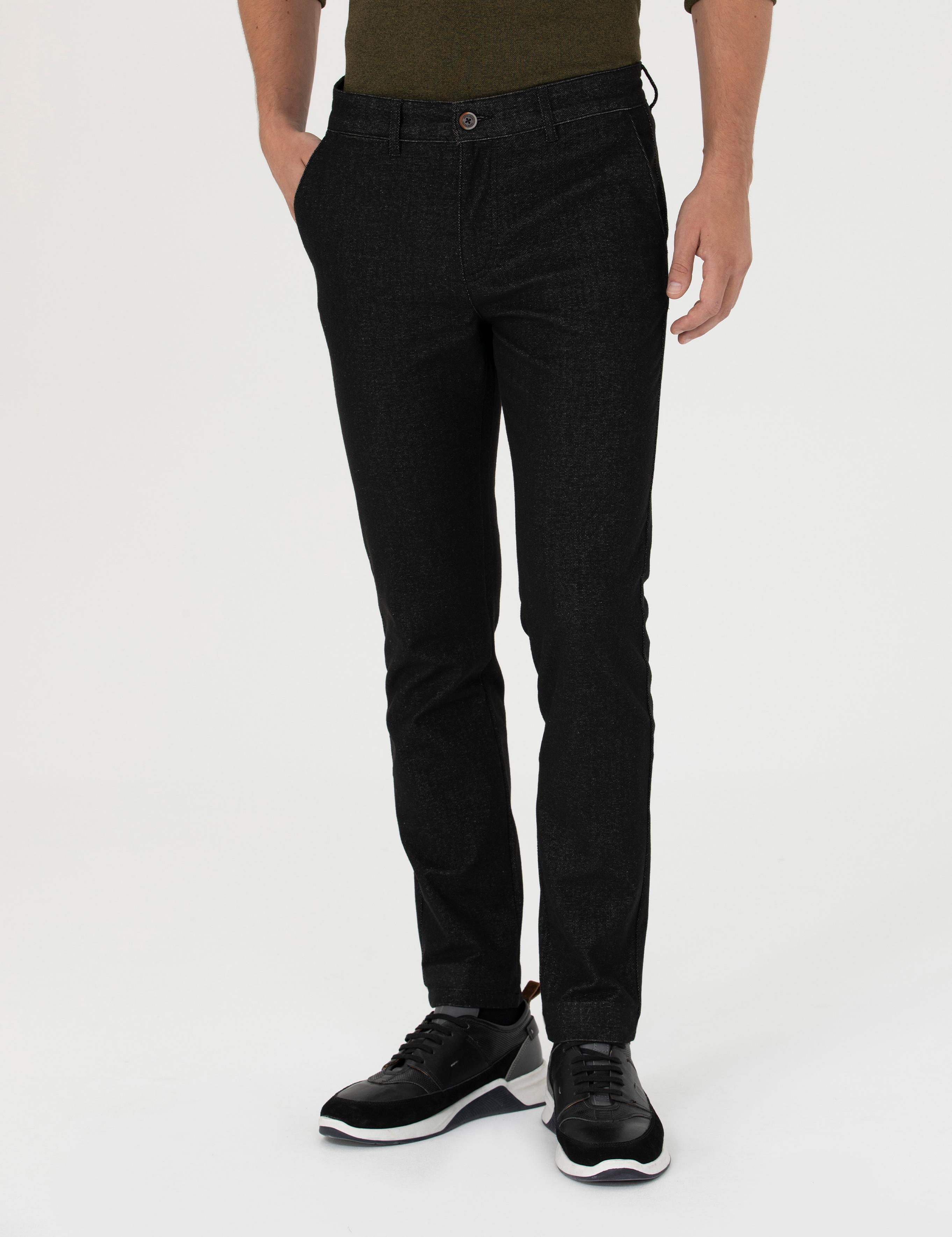 Siyah Slim Fit Kanvas Pantolon