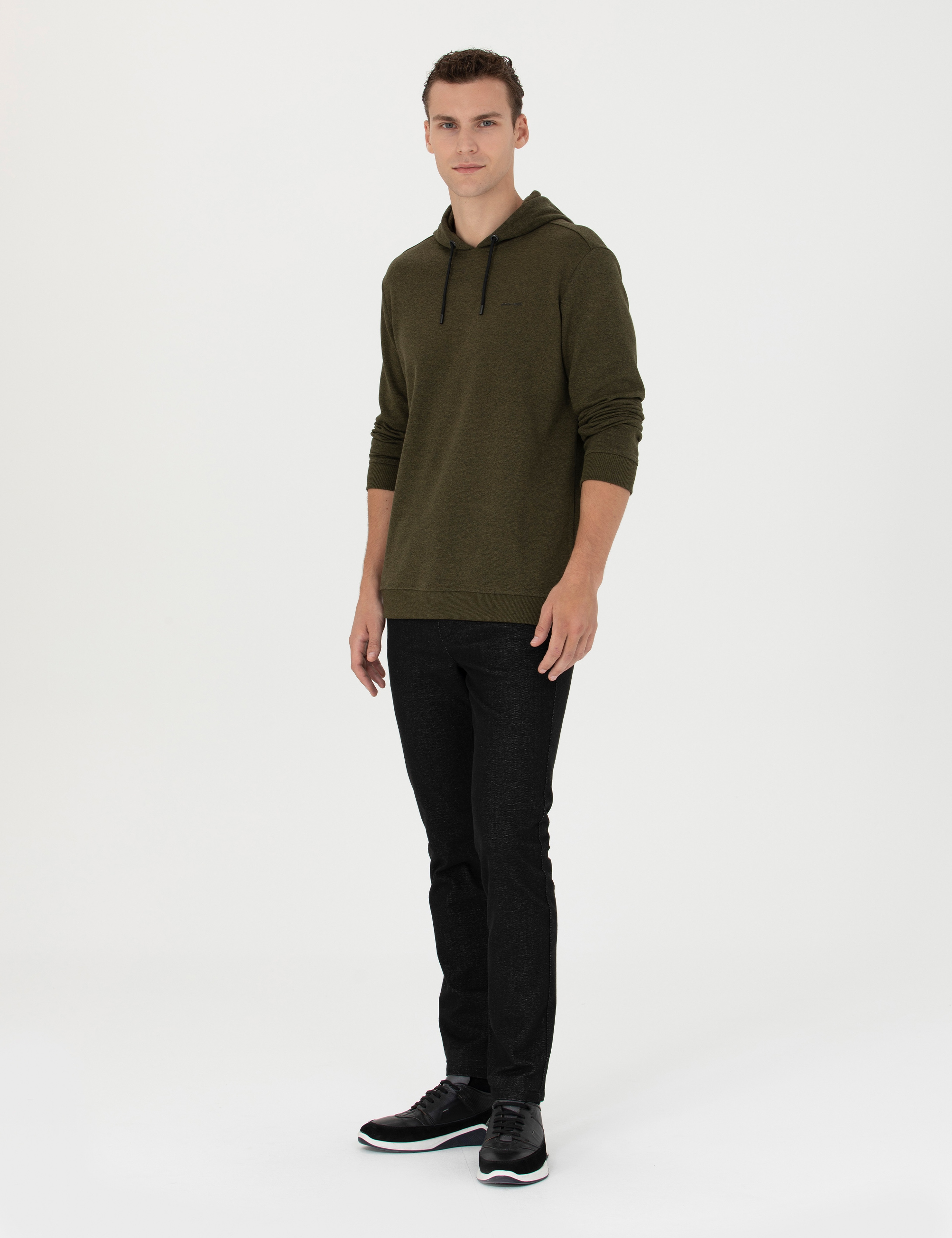 Siyah Slim Fit Kanvas Pantolon - Image 3