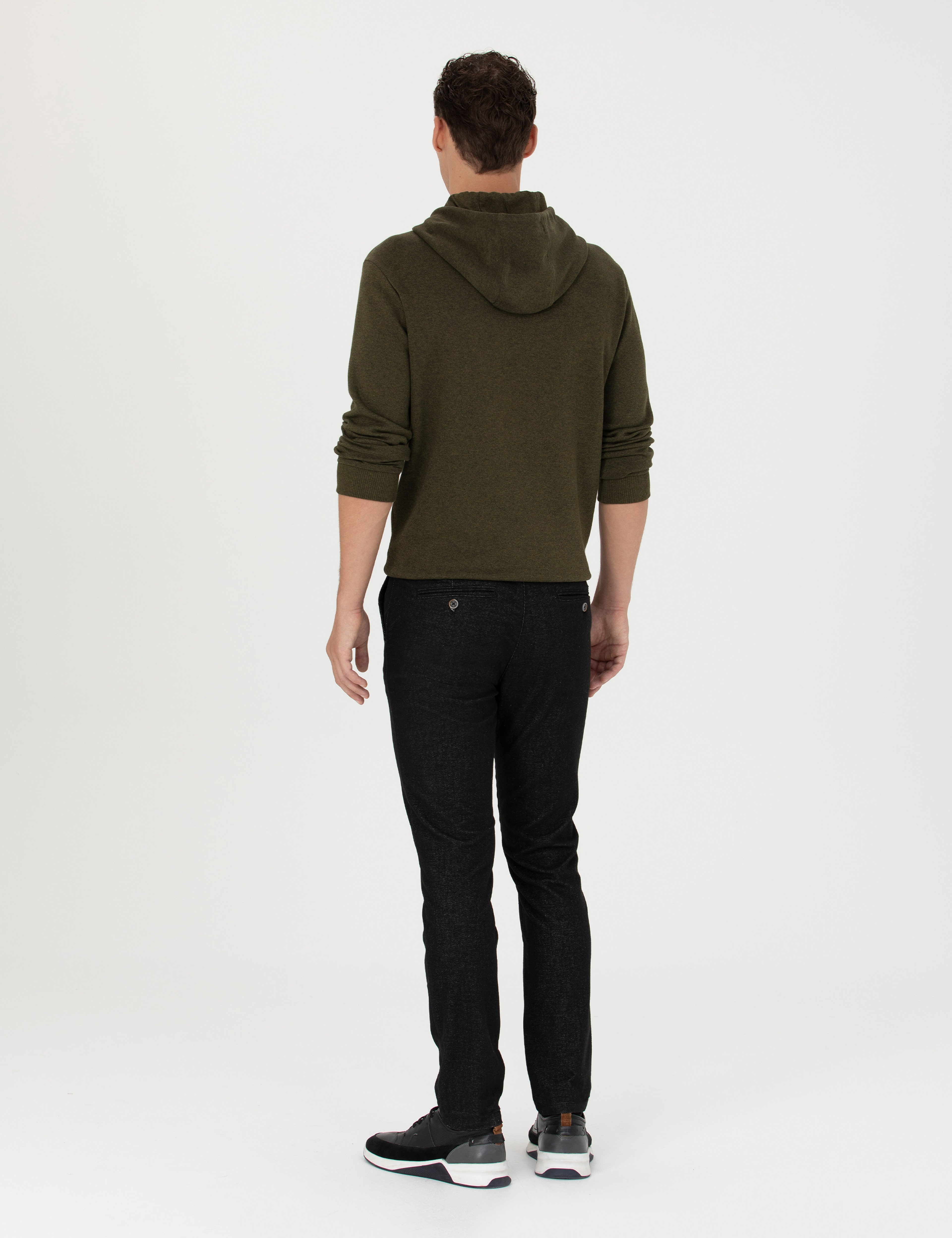 Siyah Slim Fit Kanvas Pantolon - Image 4