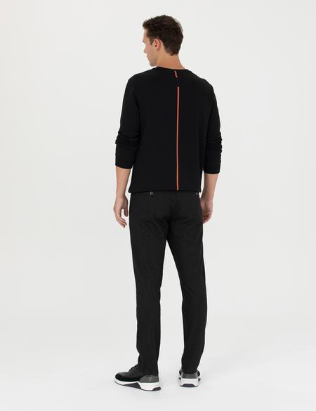 Siyah Slim Fit Beli Lastikli Kanvas Pantolon - 50278461142