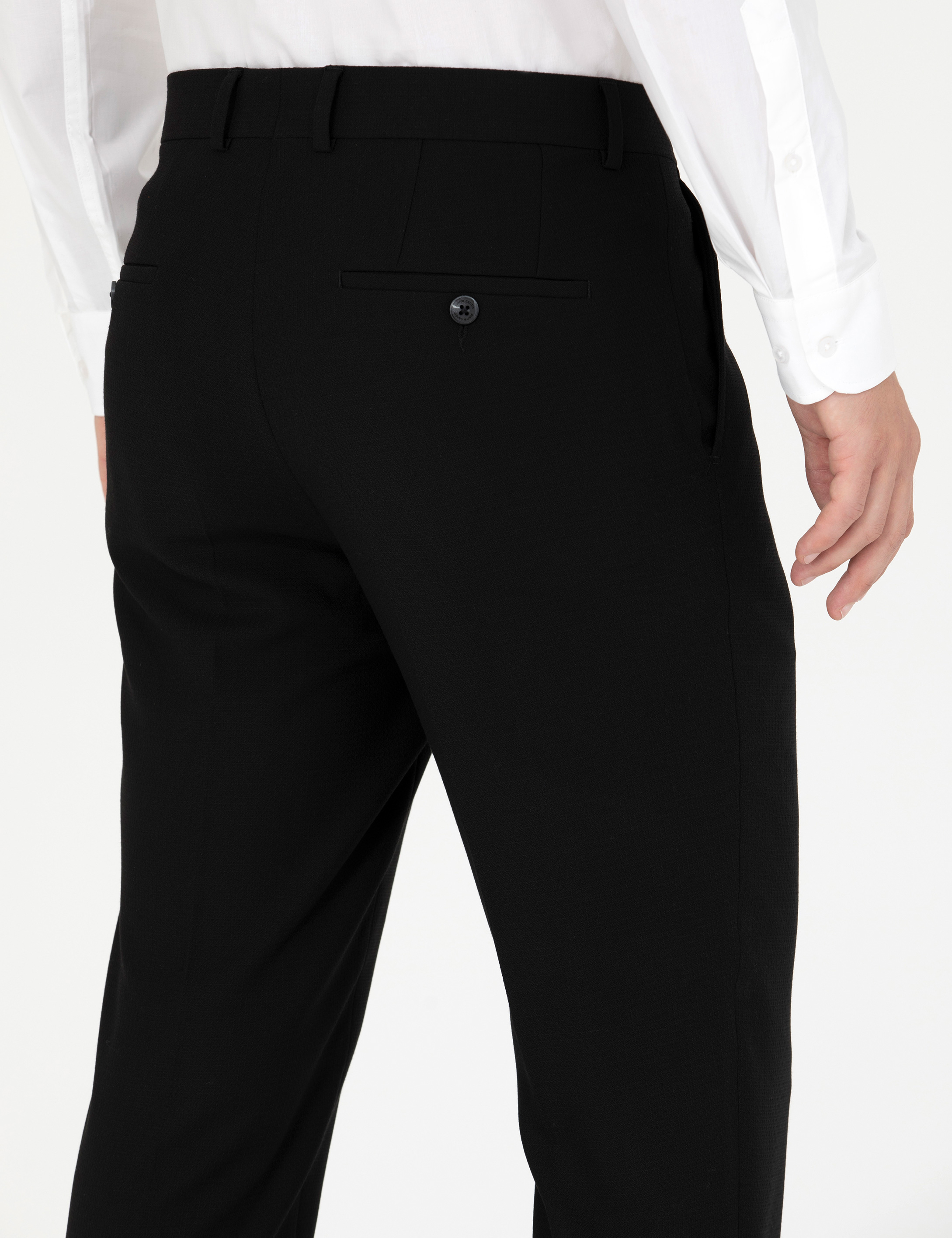 Siyah Ekstra Slim Fit Kumaş Pantolon - Image 7