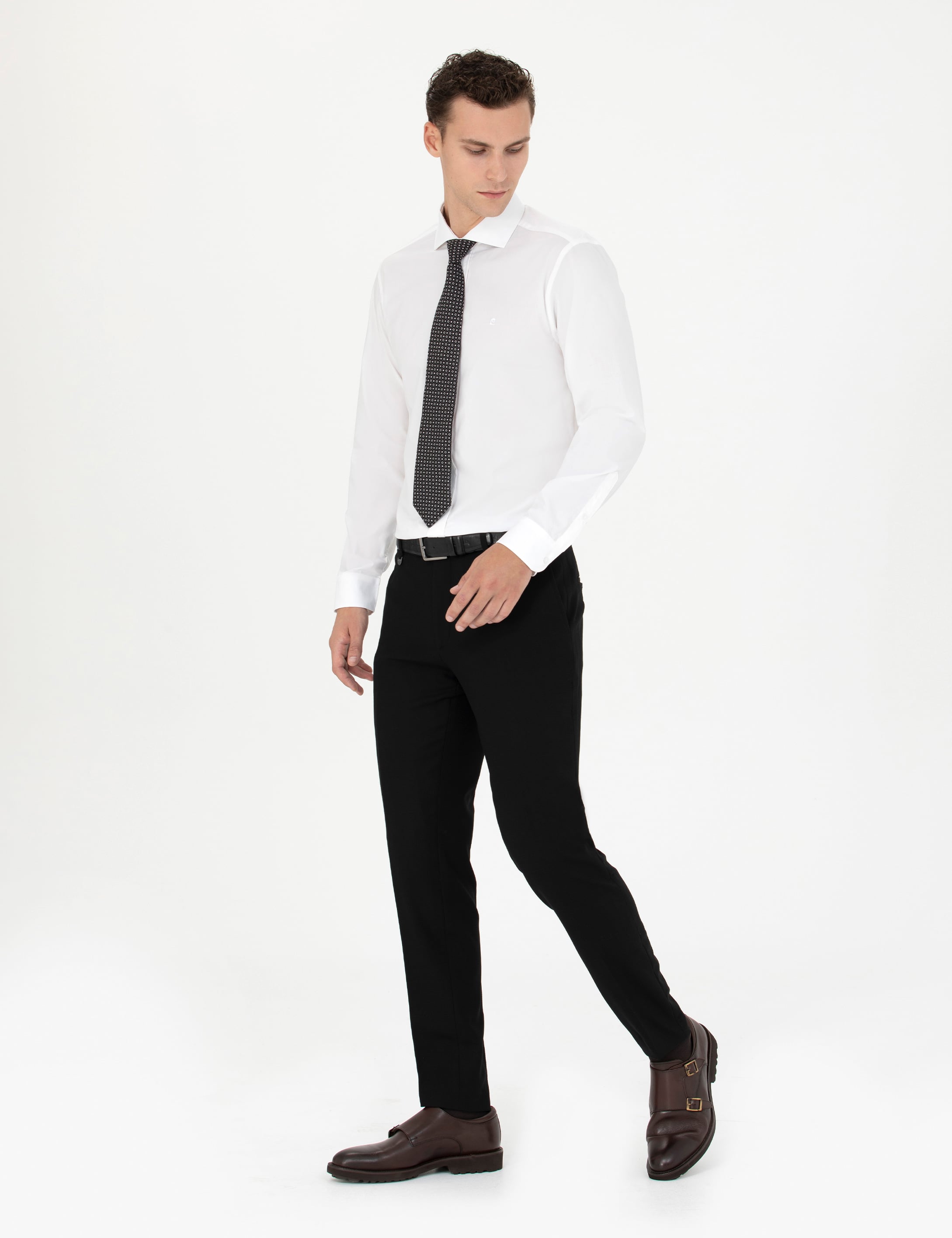 Siyah Ekstra Slim Fit Kumaş Pantolon - Image 3