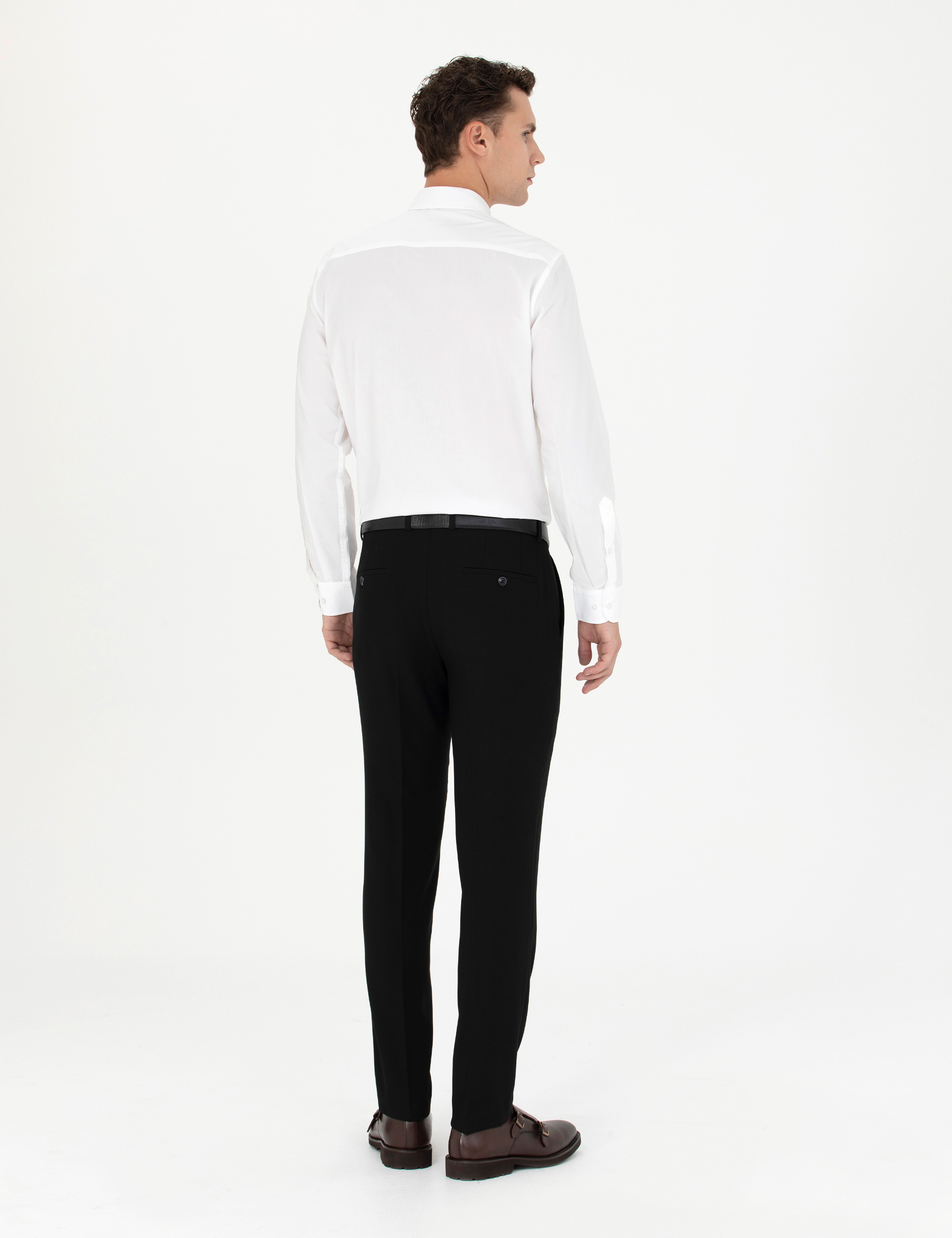 Siyah Ekstra Slim Fit Kumaş Pantolon - Image 4