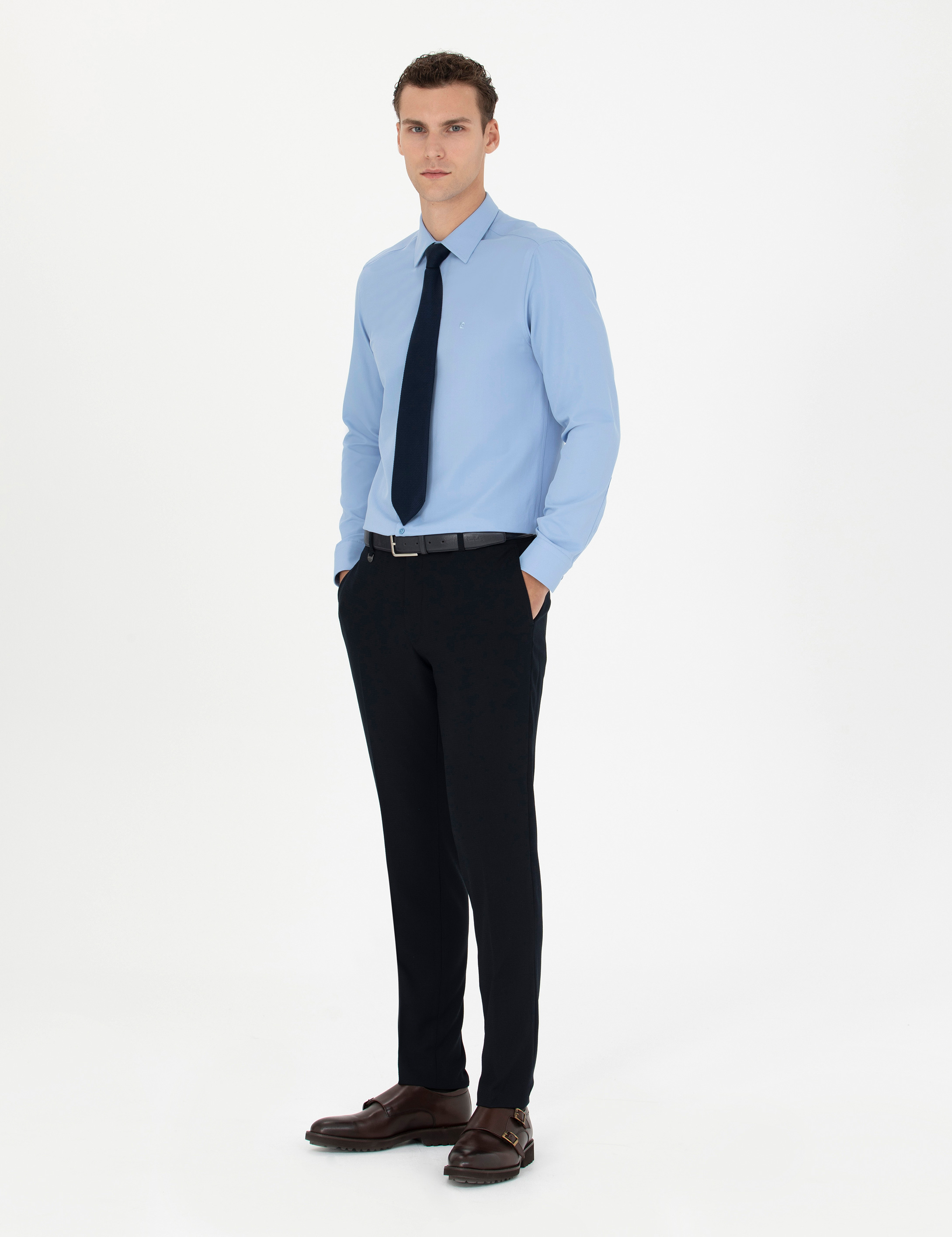 Lacivert Ekstra Slim Fit Kumaş Pantolon - Image 3
