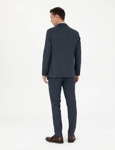 Lacivert Ekstra Slim Fit Çizgili Takım Elbise