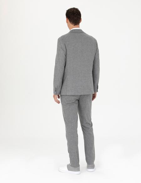 Gri Ekstra Slim Fit Çizgili Takım Elbise - 50276879080