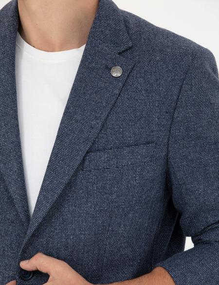 Lacivert Slim Fit Yün Karışımlı Ceket - 50276921140