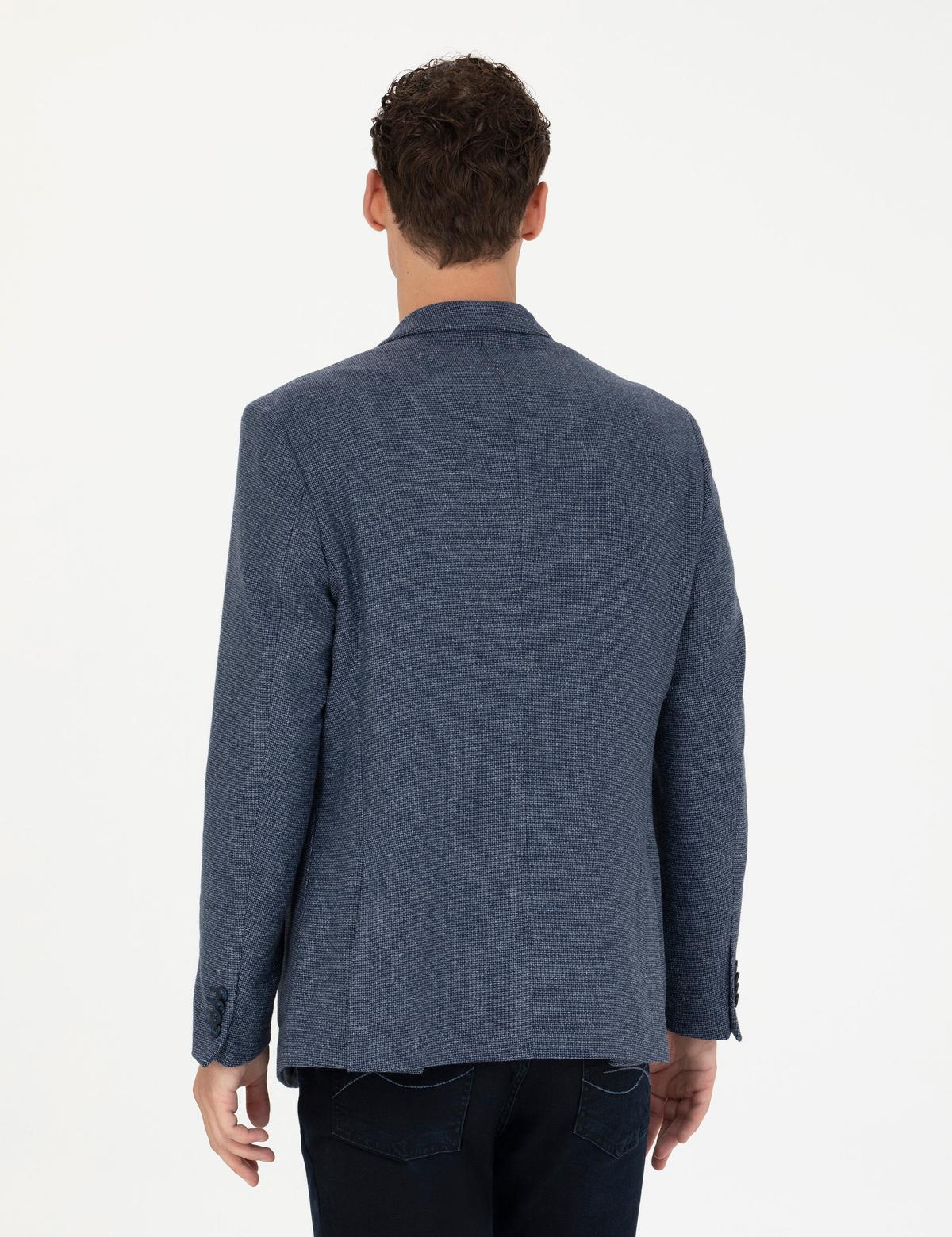 Lacivert Slim Fit Yün Karışımlı Ceket - 50276921140