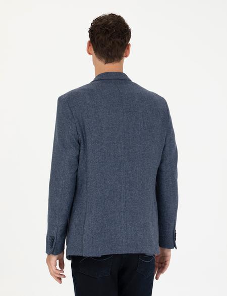 Lacivert Slim Fit Yün Karışımlı Ceket - 50276921140
