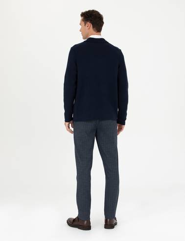 Lacivert Ekstra Slim Fit Çizgili Kumaş Pantolon