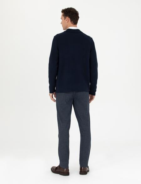 Lacivert Ekstra Slim Fit Çizgili Kumaş Pantolon - 50278454018