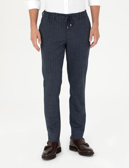 Lacivert Ekstra Slim Fit Çizgili Kumaş Pantolon - 50278454018