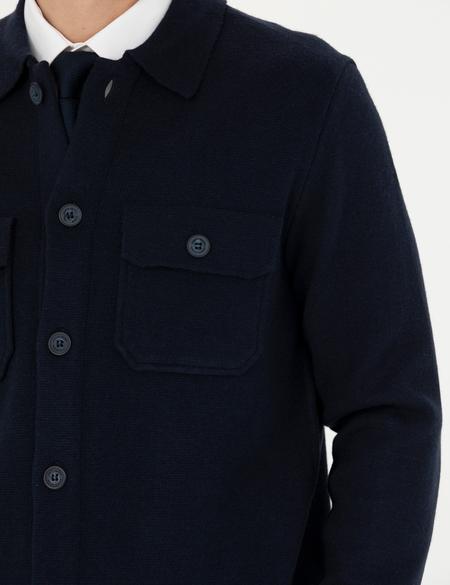 Lacivert Melanj Slim Fit Düğmeli Triko Hırka - 50278090001