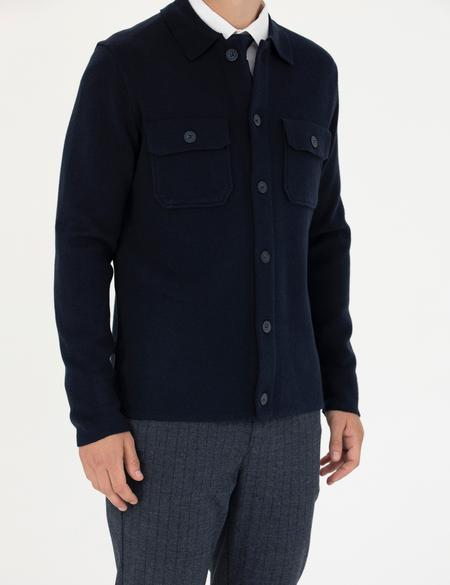 Lacivert Melanj Slim Fit Düğmeli Triko Hırka - 50278090001