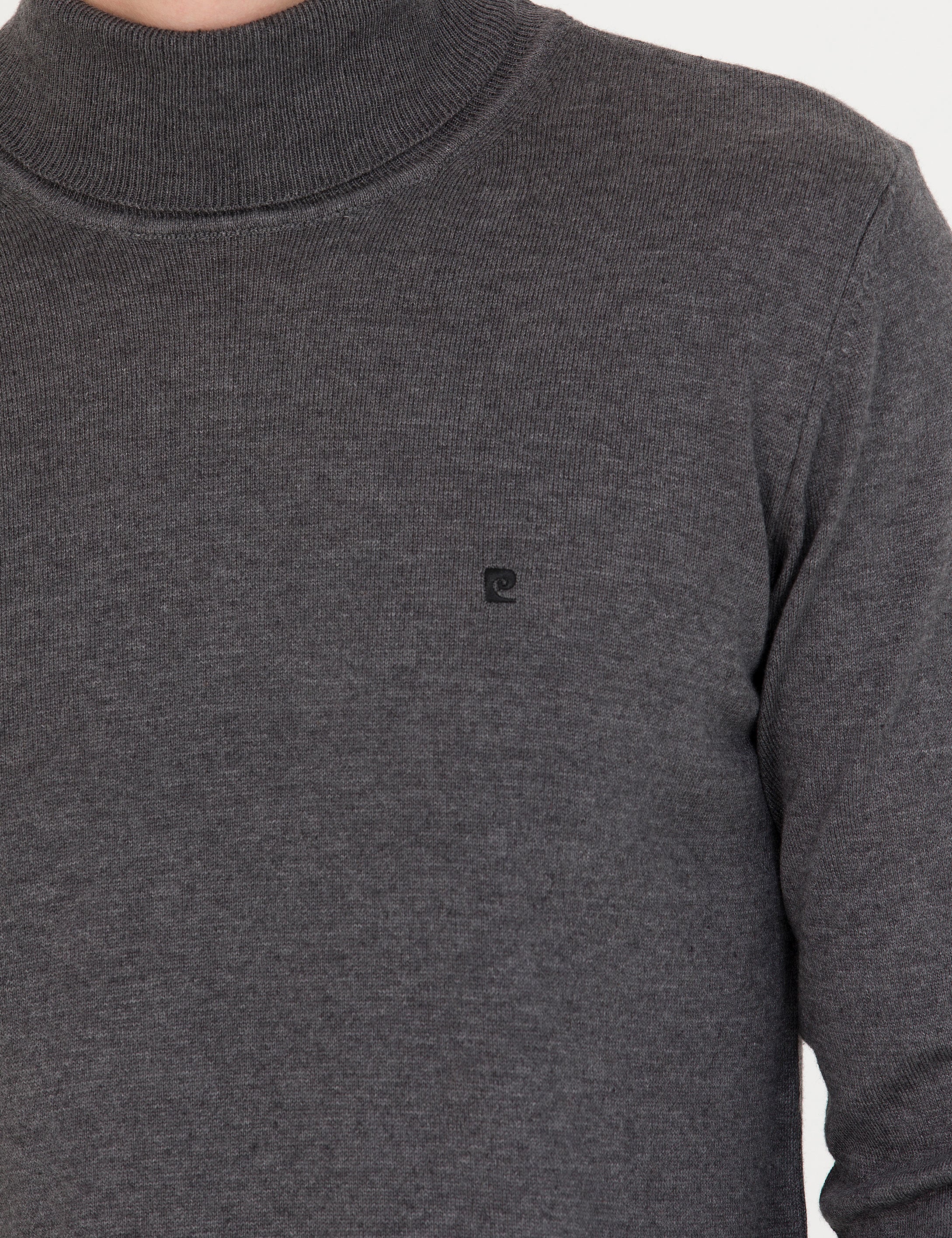Pierre Cardin Gri Melanj Slim Fit Balıkçı Yaka Basic Triko Kazak görsel 7