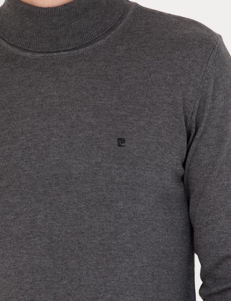 Gri Melanj Slim Fit Balıkçı Yaka Basic Triko Kazak - 50276531008