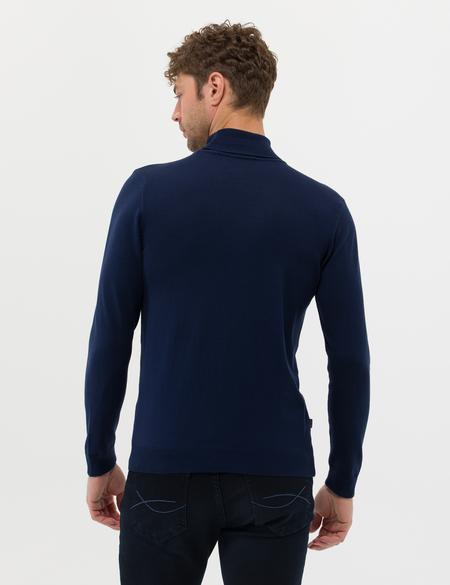 Açık Lacivert Slim Fit Balıkçı Yaka Basic Triko Kazak - 50276531038