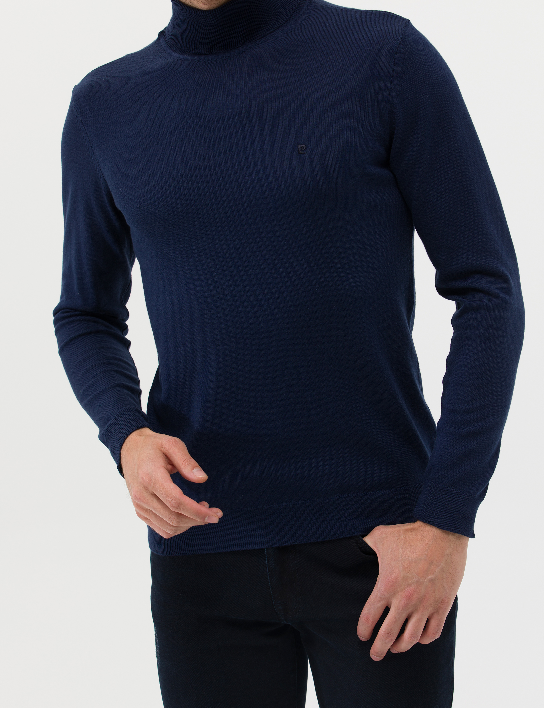 Pierre Cardin Açık Lacivert Slim Fit Balıkçı Yaka Basic Triko Kazak görsel 6