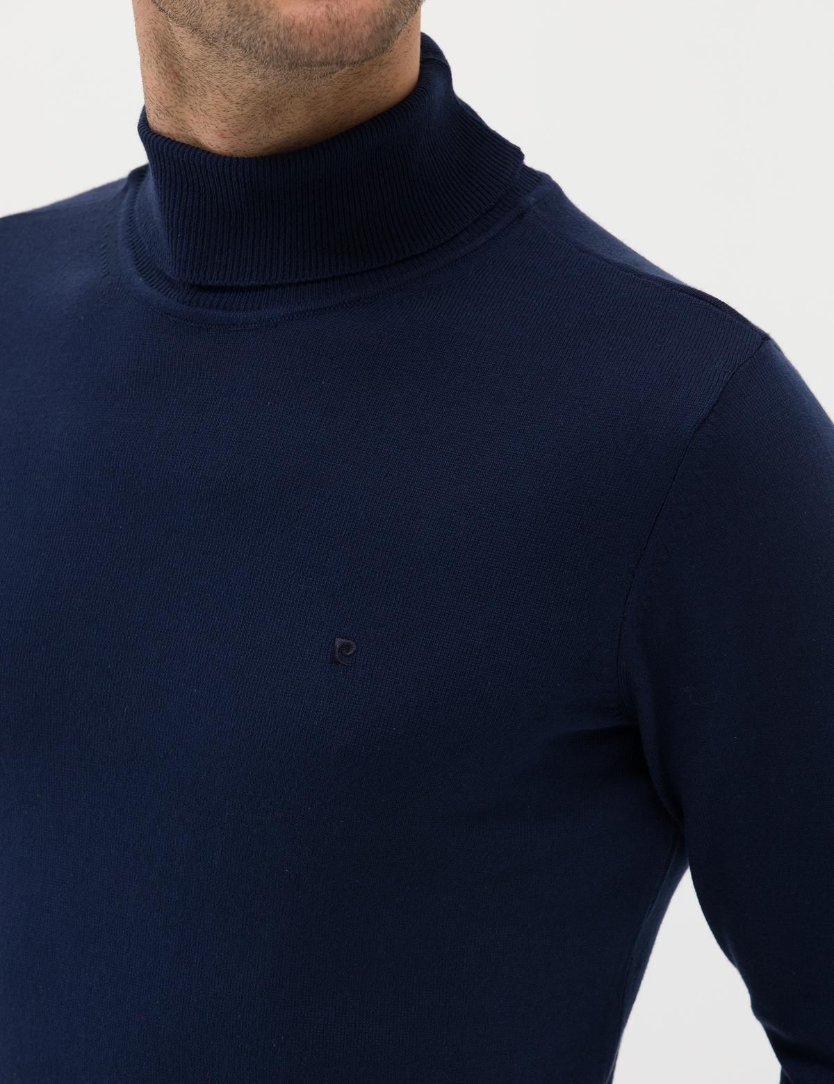 Açık Lacivert Slim Fit Balıkçı Yaka Basic Triko Kazak - 50276531038