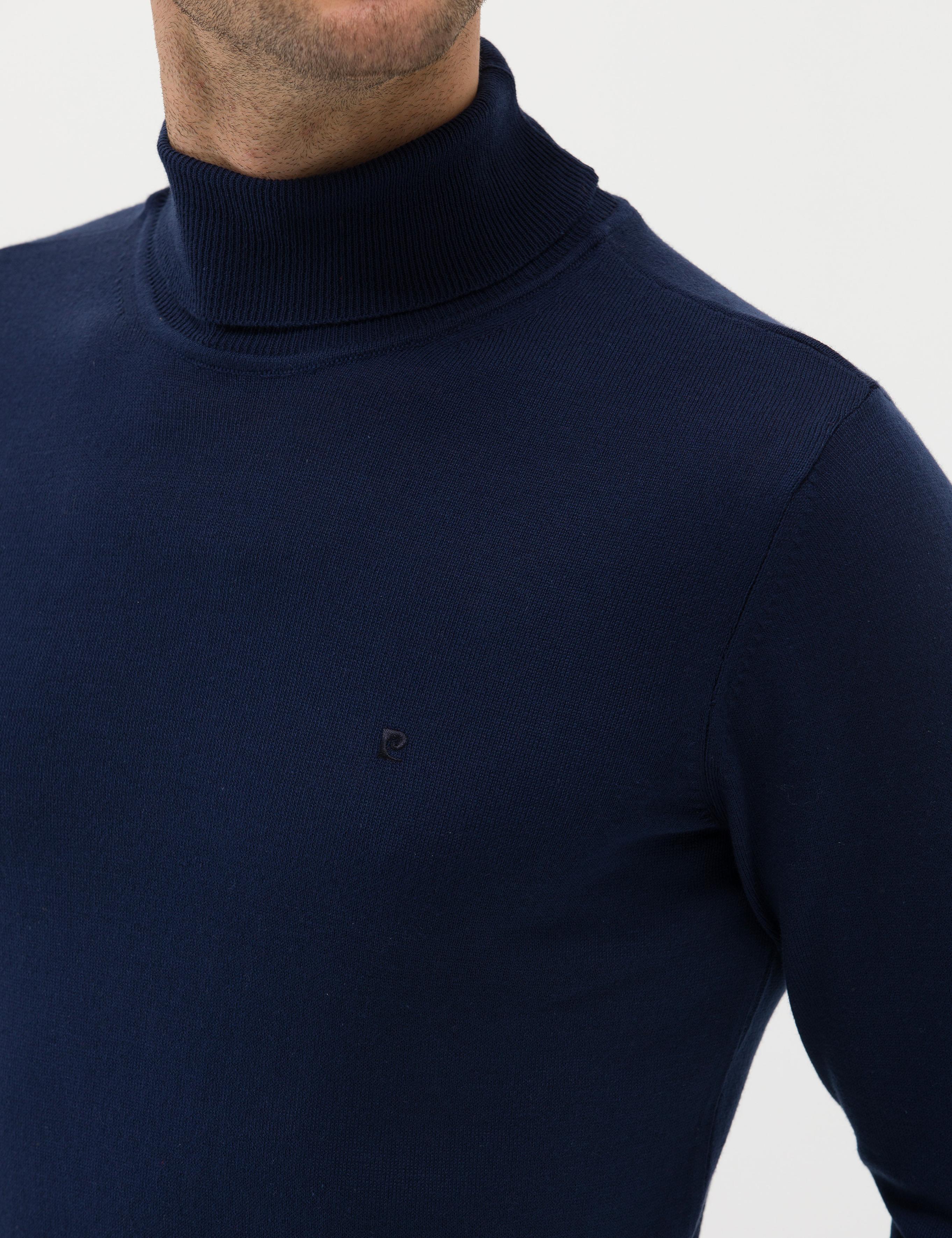 Açık Lacivert Slim Fit Balıkçı Yaka Basic Triko Kazak