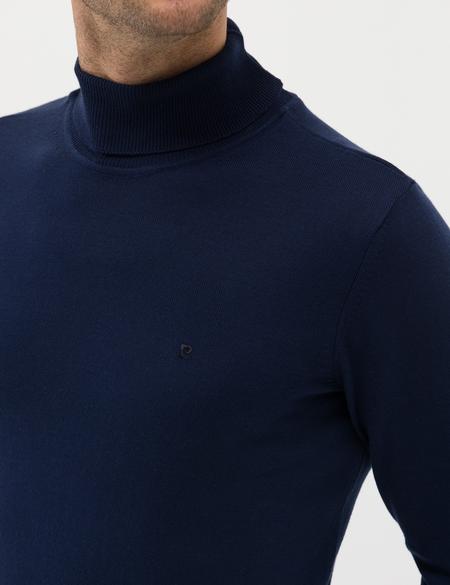 Açık Lacivert Slim Fit Balıkçı Yaka Basic Triko Kazak - 50276531038