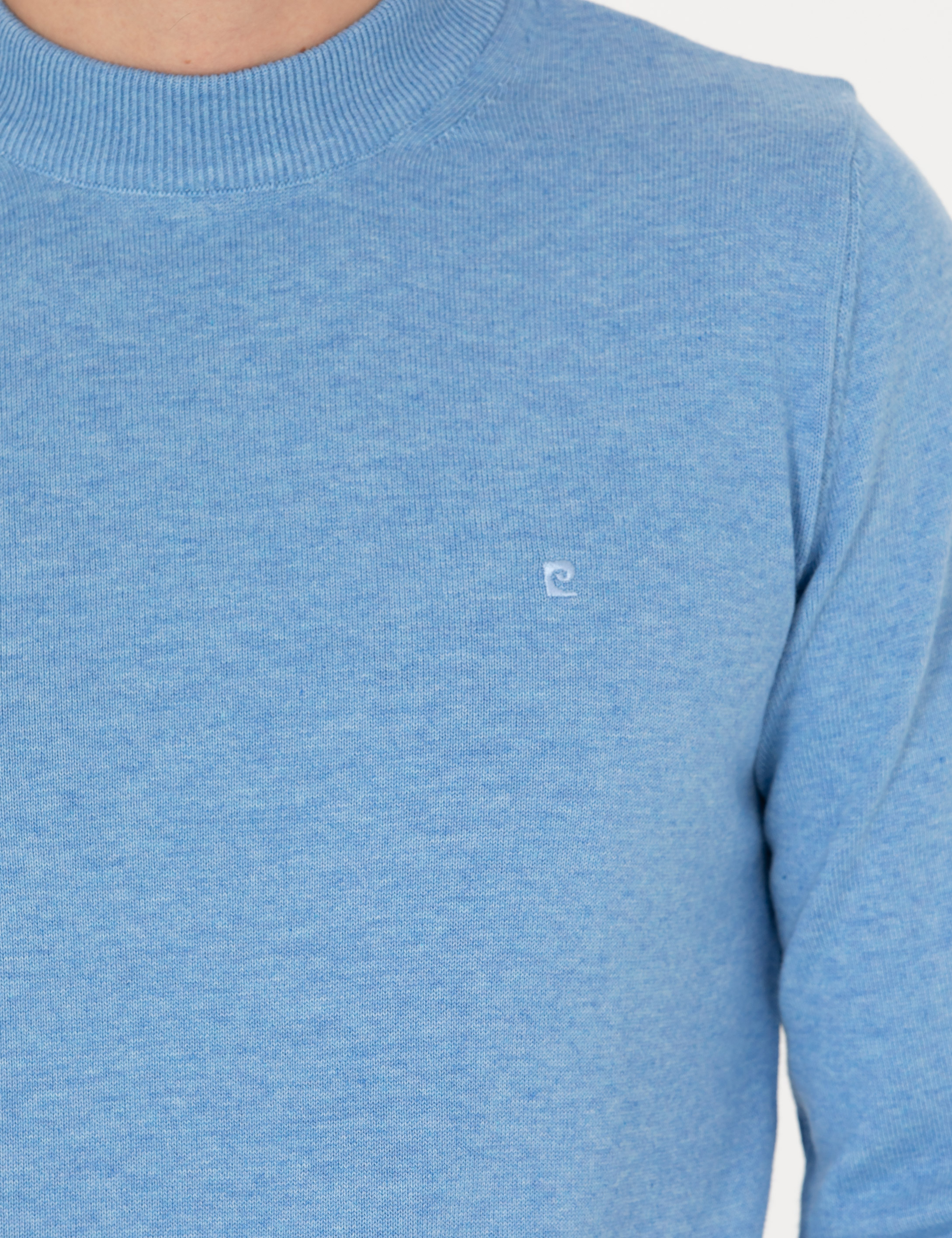 Pierre Cardin Mavi Melanj Slim Fit Çeyrek Yaka Basic Triko Kazak görsel 7
