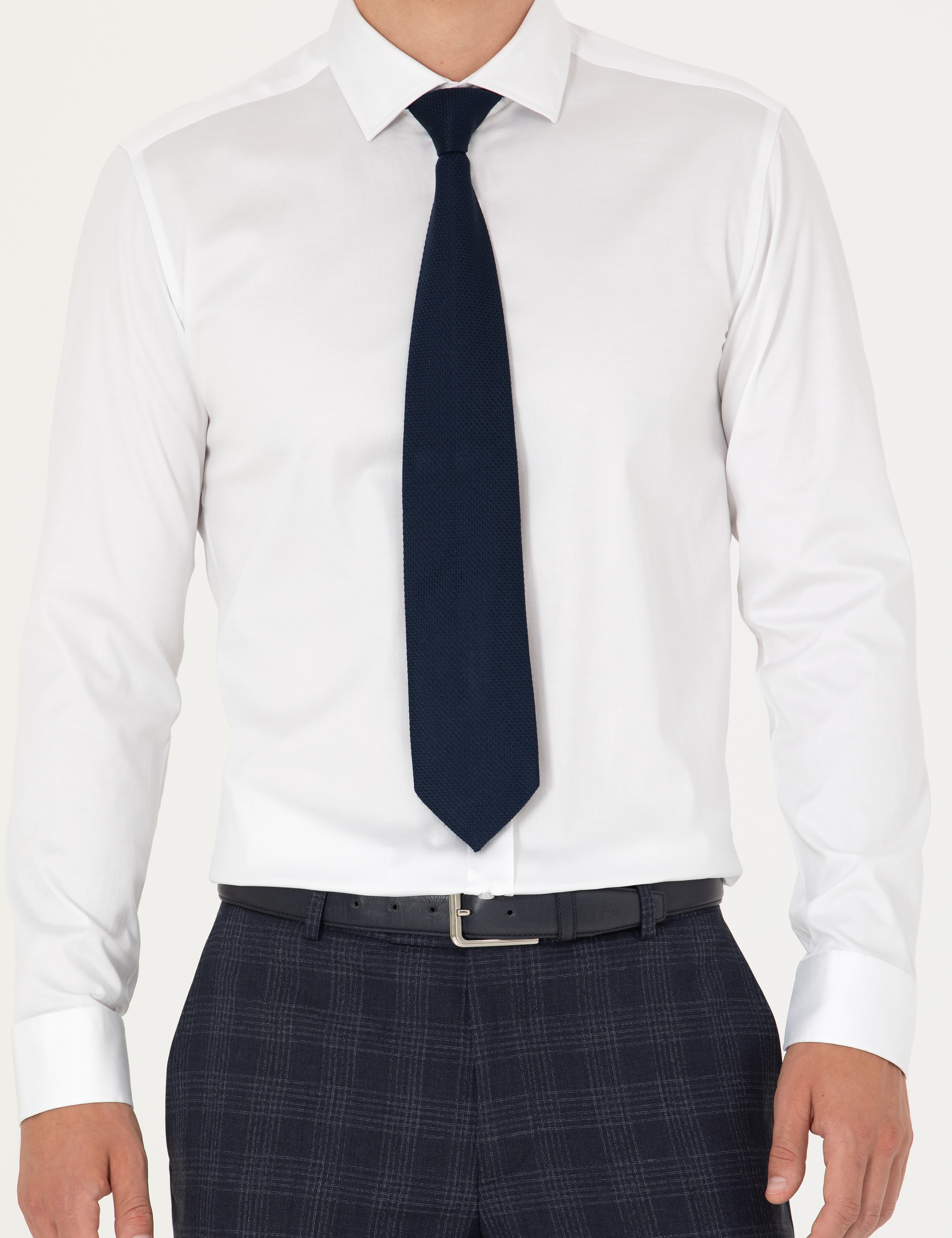 Beyaz Likralı Kolay Ütülenebilir Ex. Slim Fit Basic Gömlek - Image 6