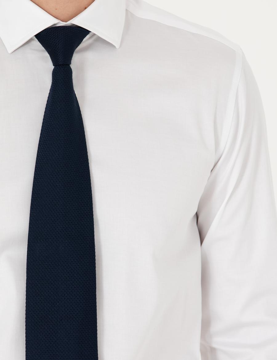 Beyaz Likralı Kolay Ütülenebilir Ex. Slim Fit Basic Gömlek