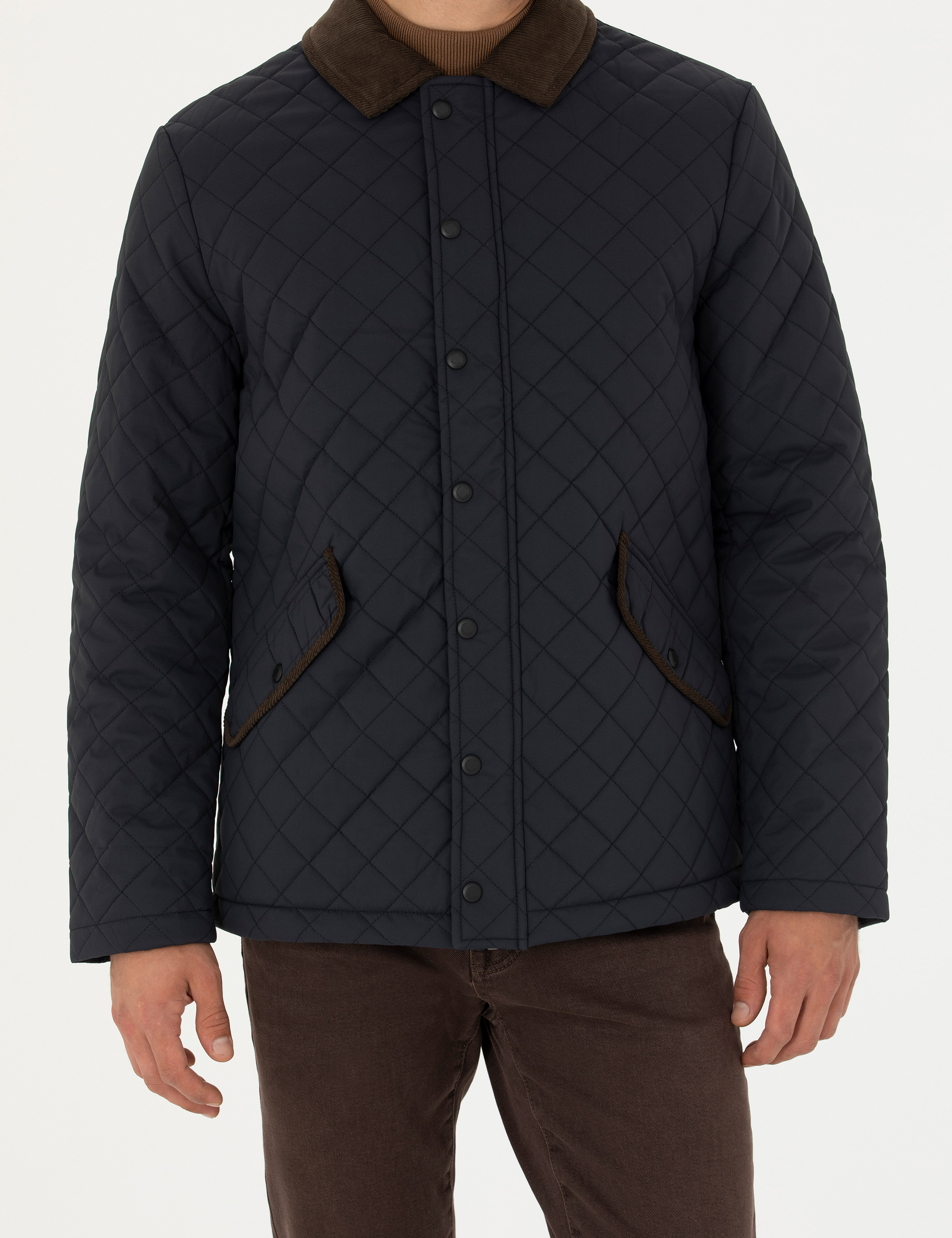 Pierre Cardin Lacivert Kapitone Mont görsel 6