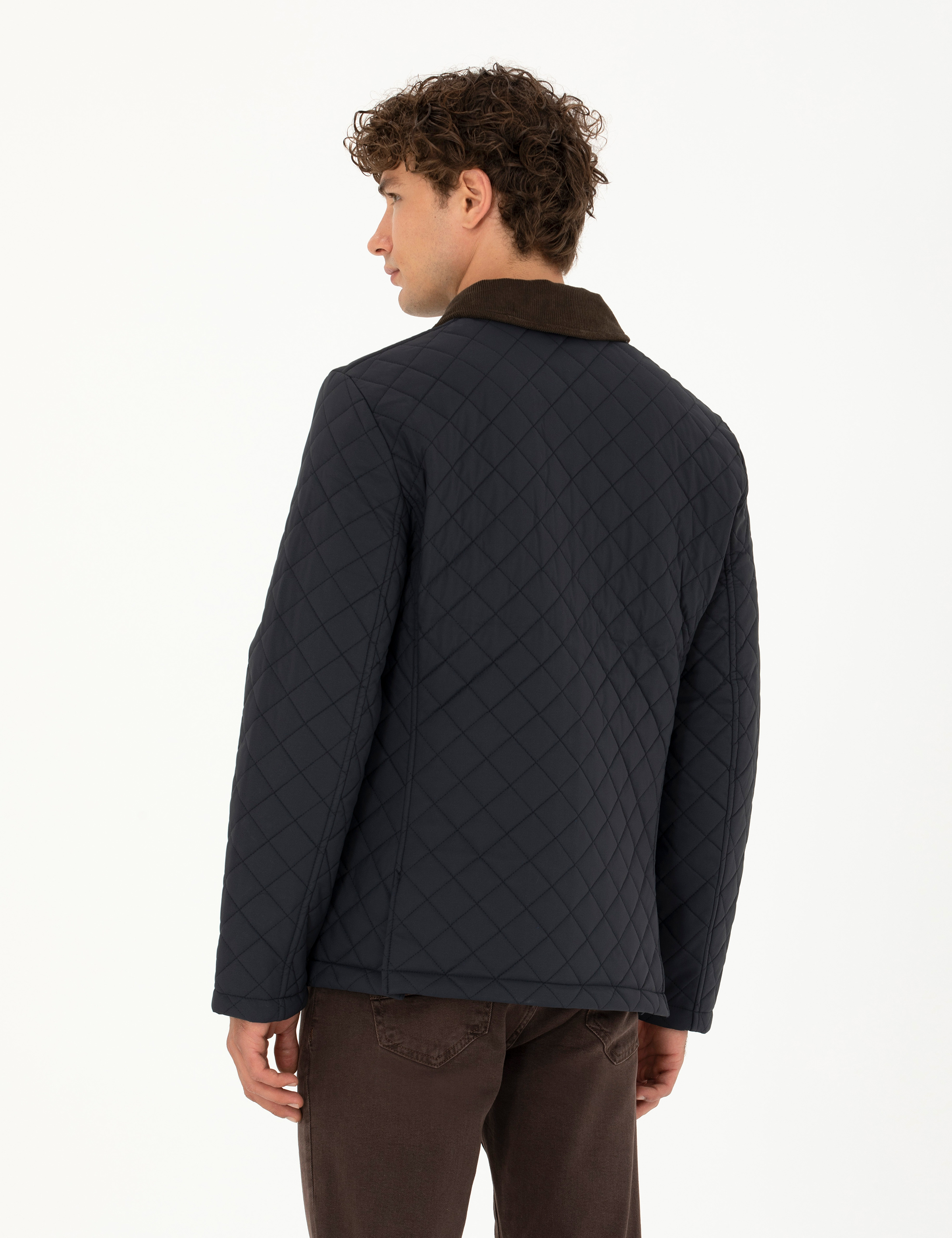 Pierre Cardin Lacivert Kapitone Mont görsel 5