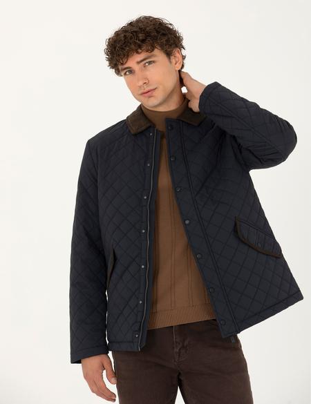 Lacivert Kapitone Mont - 50275488005