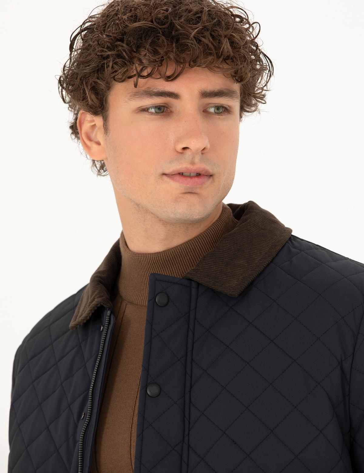 Lacivert Kapitone Mont - 50275488005