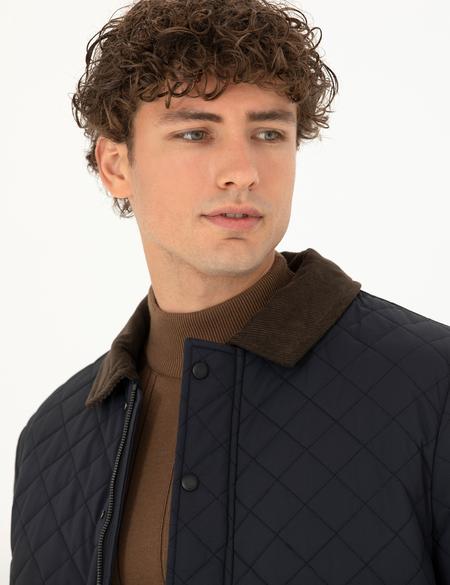 Lacivert Kapitone Mont - 50275488005