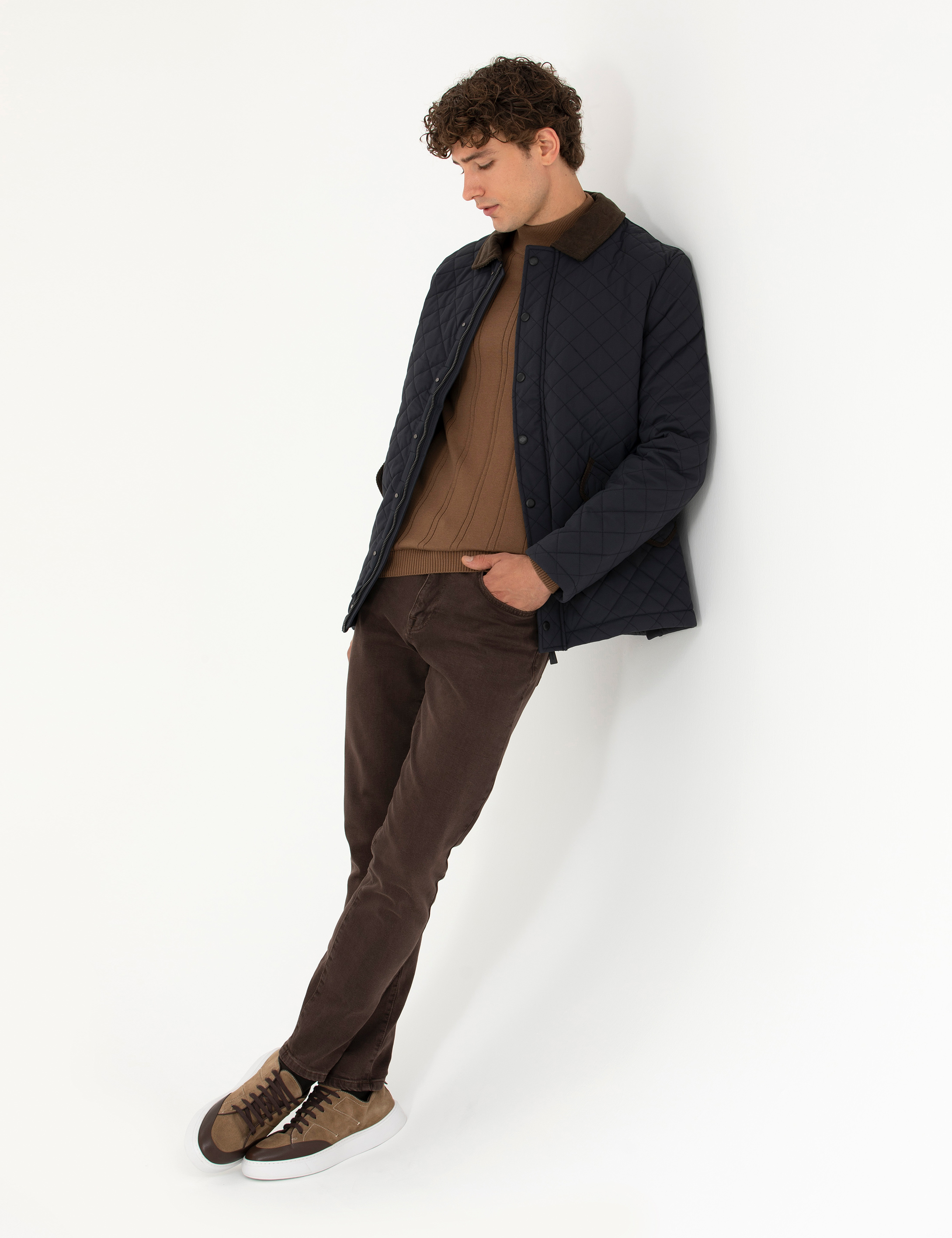 Pierre Cardin Lacivert Kapitone Mont görsel 4