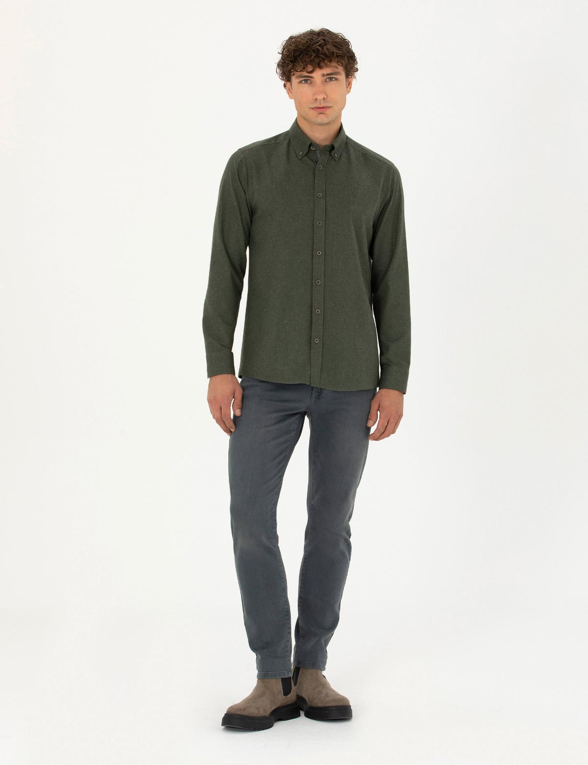 Haki Regular Fit Uzun Kollu Gömlek - 50275625013