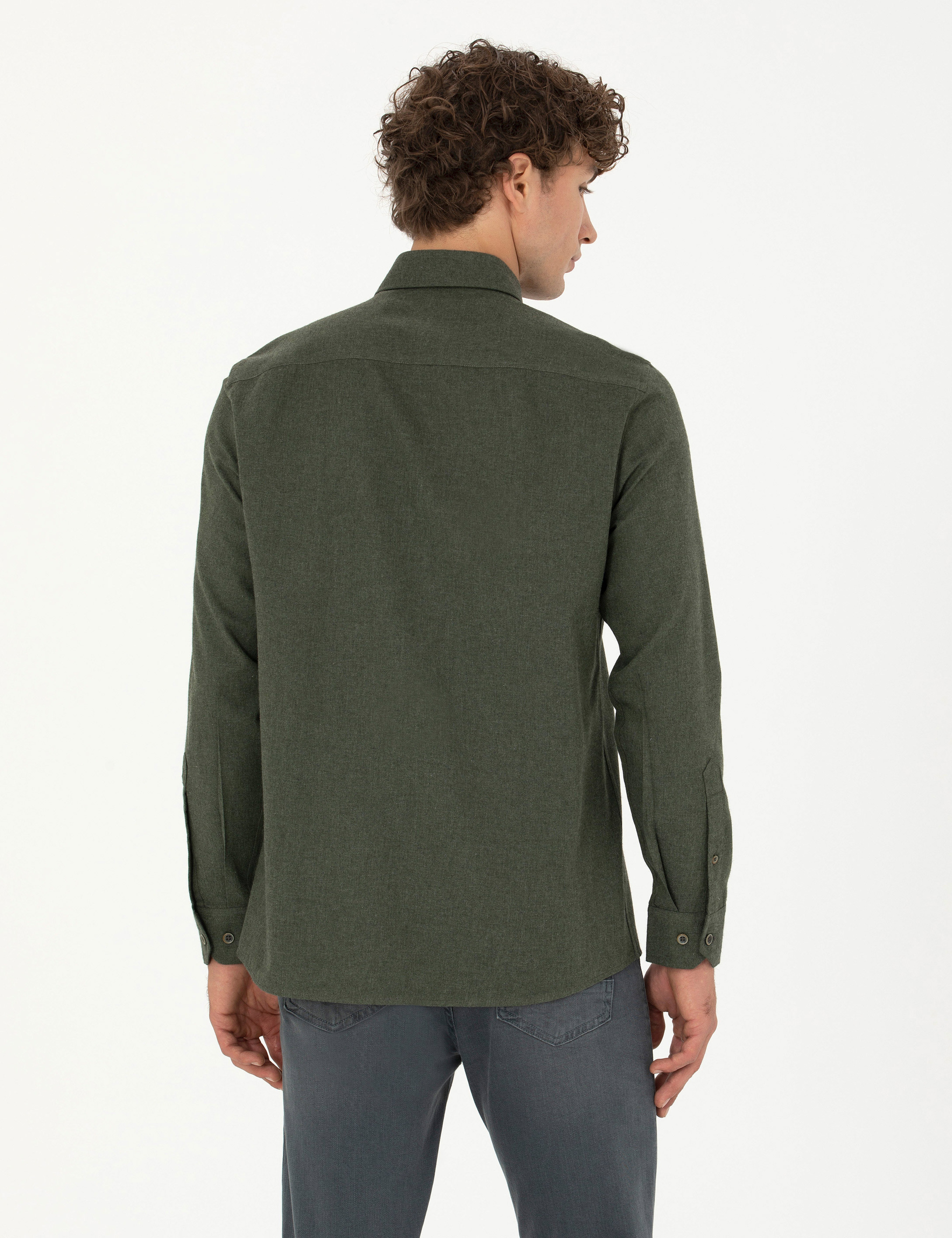 Haki Regular Fit Uzun Kollu Gömlek - Image 5