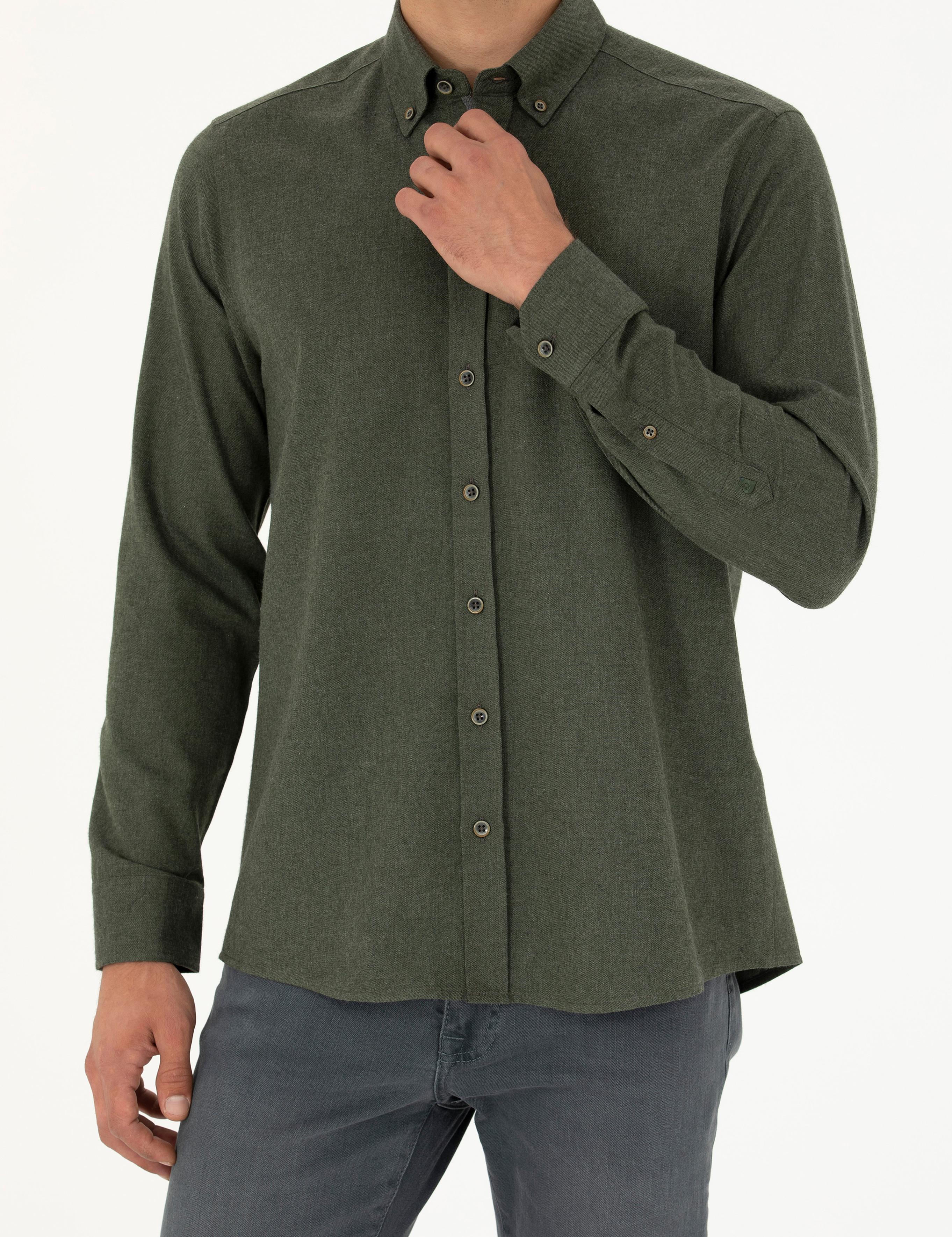 Haki Regular Fit Uzun Kollu Gömlek