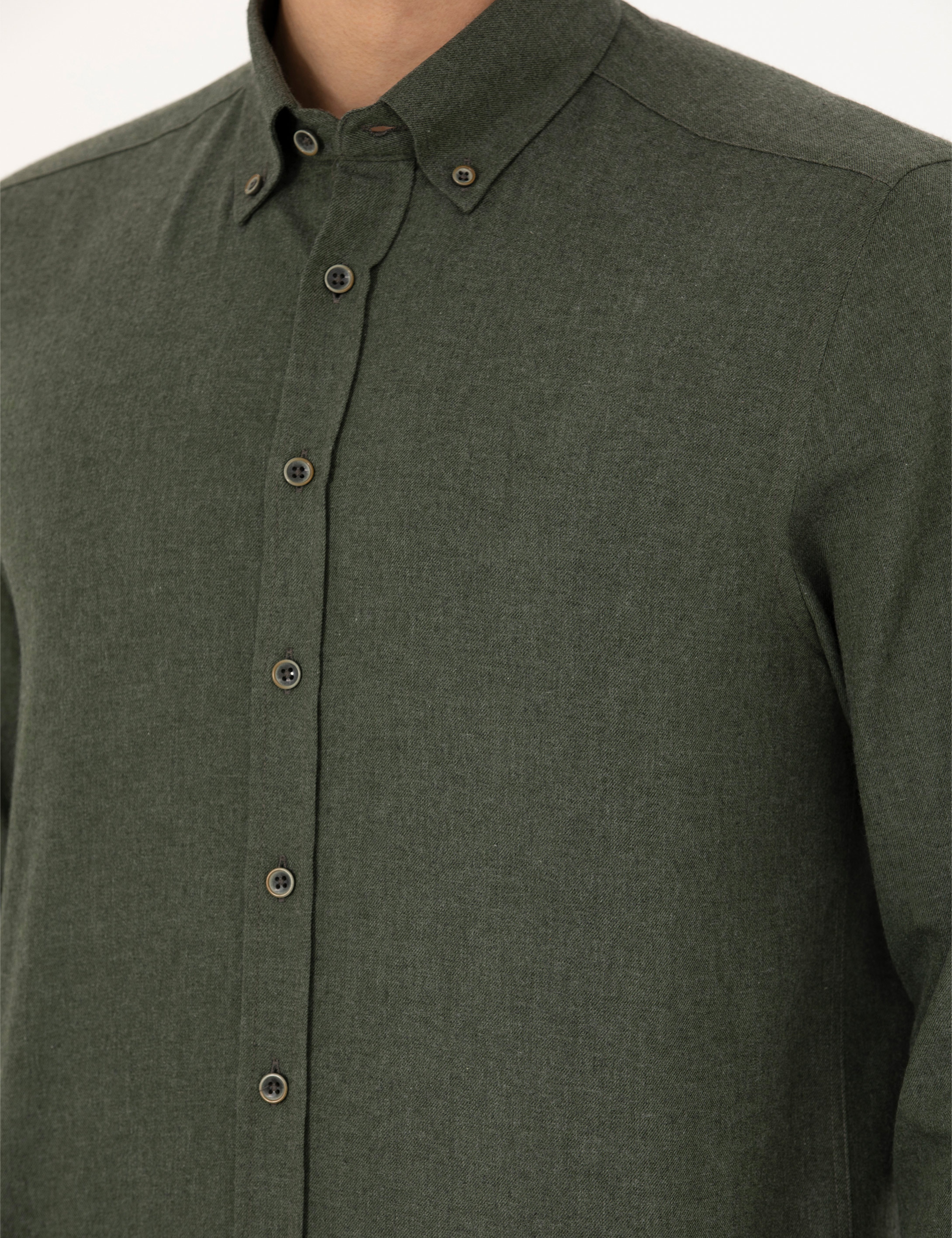 Haki Regular Fit Uzun Kollu Gömlek - Image 7