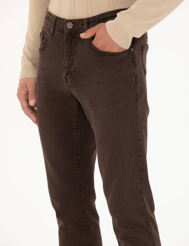 Kahverengi Slim Fit Jean Pantolon