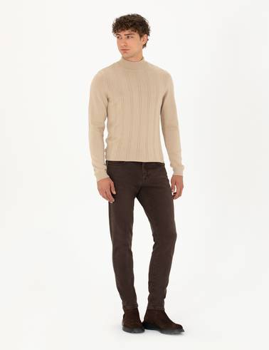 Kahverengi Slim Fit Jean Pantolon