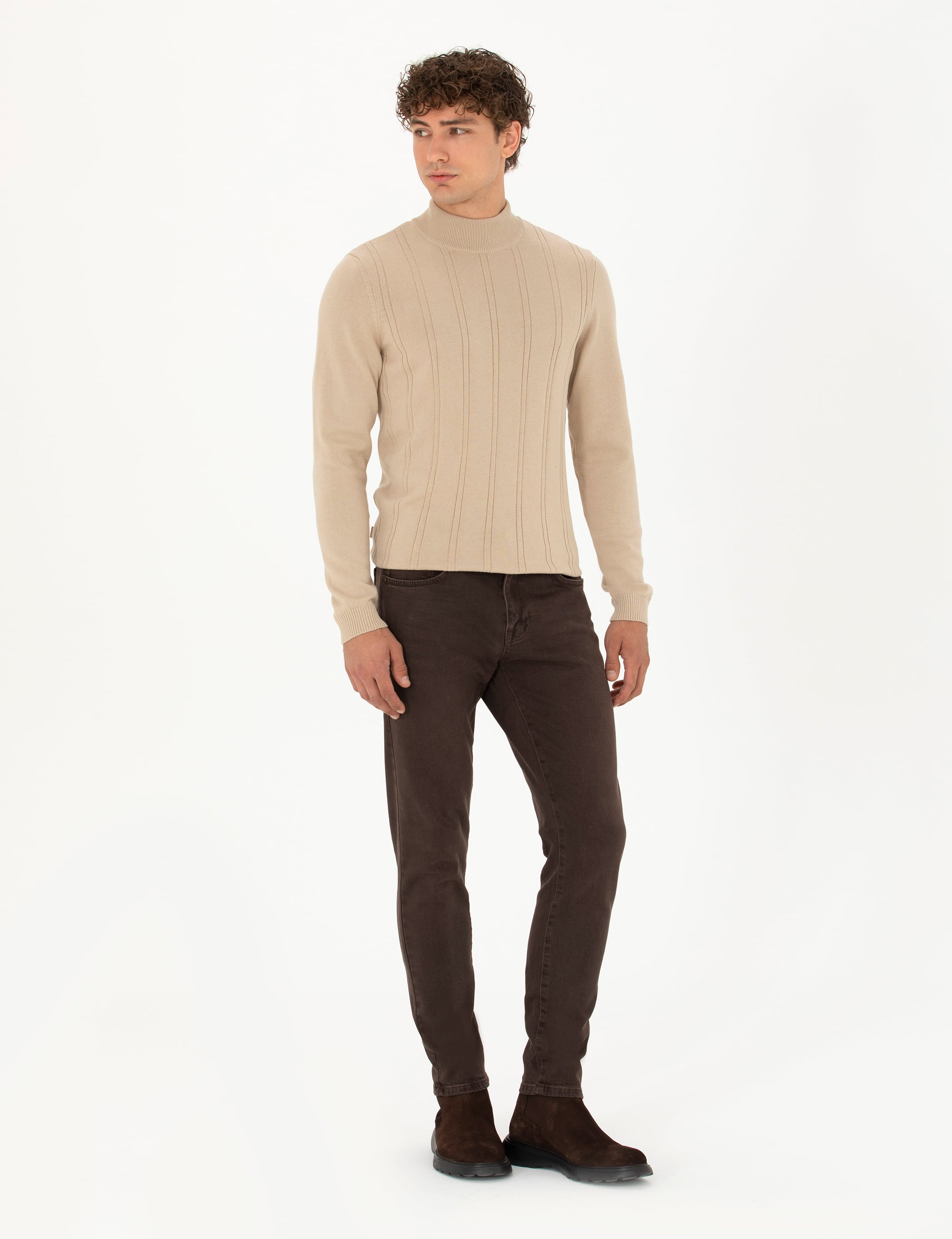 Kahverengi Slim Fit Jean Pantolon - Image 1
