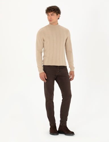Kahverengi Slim Fit Jean Pantolon