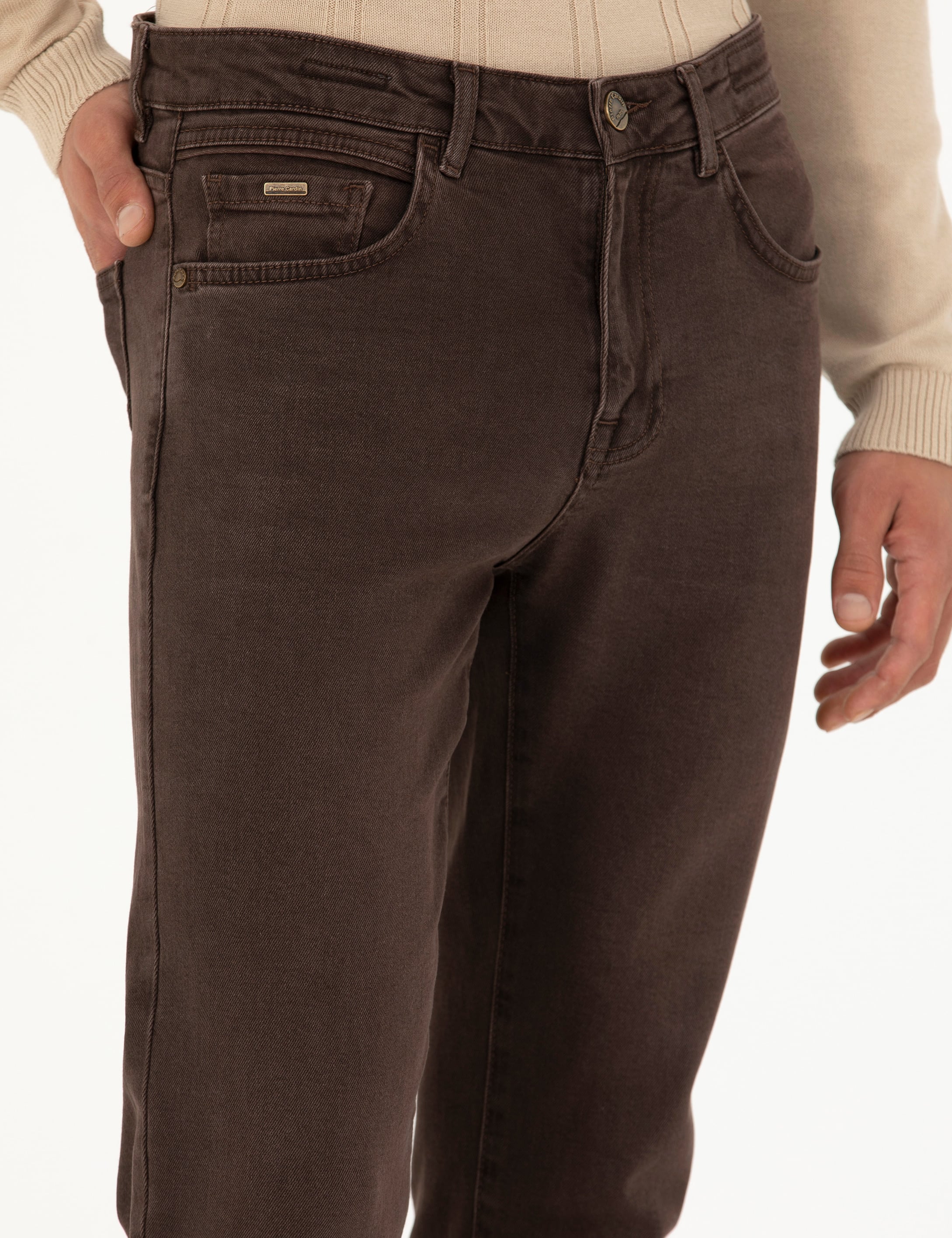Kahverengi Slim Fit Jean Pantolon - Image 4