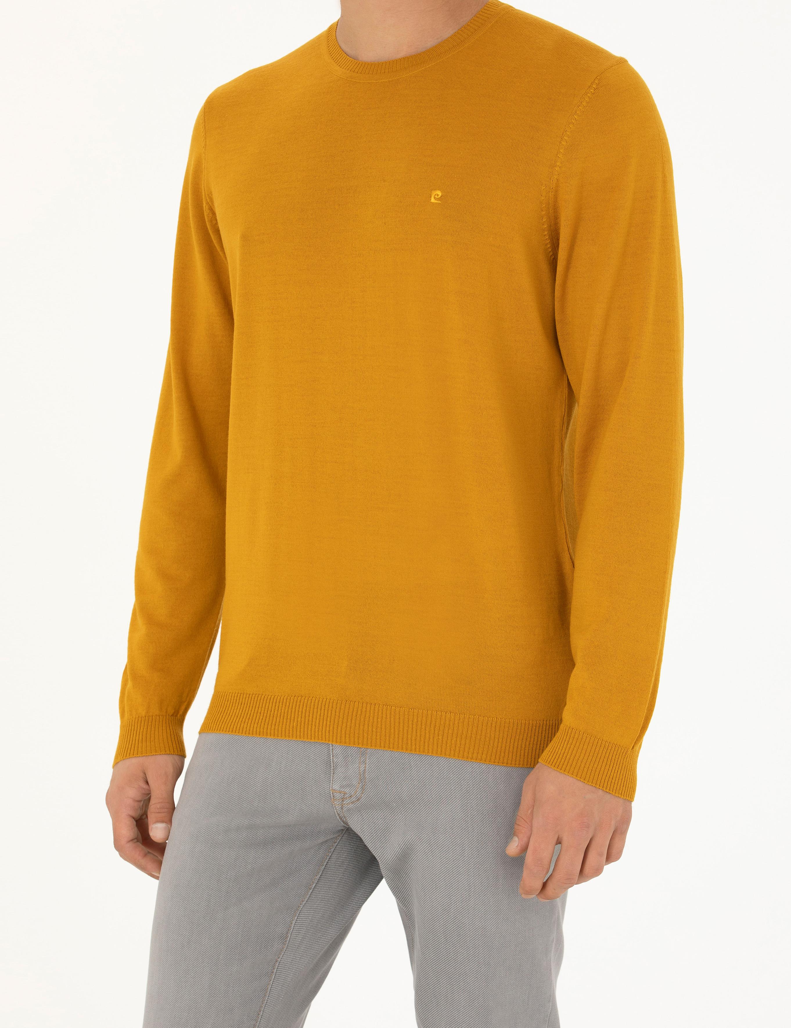 Safran Slim Fit Bisiklet Yaka Yün Karışımlı Basic Triko Kazak