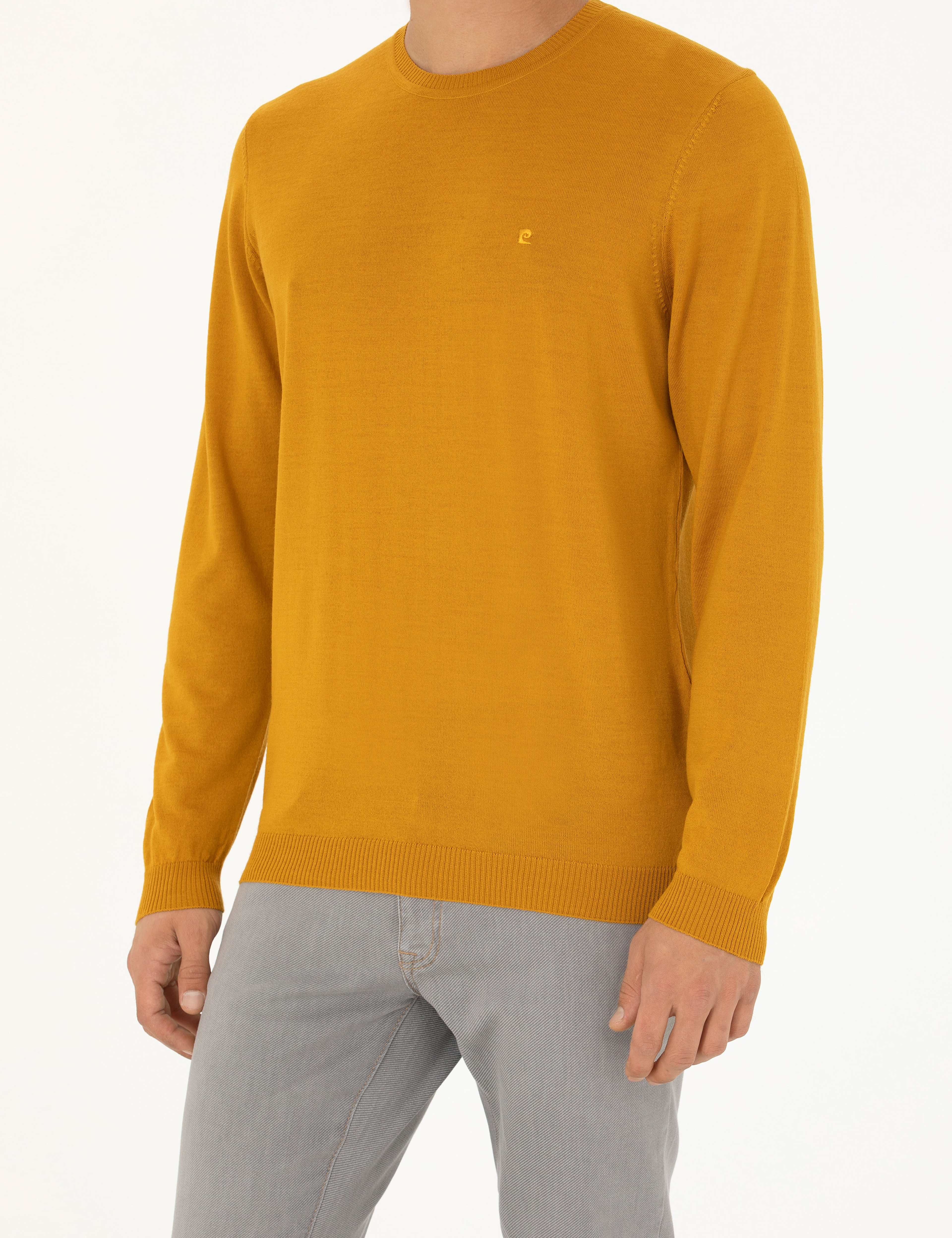Safran Slim Fit Bisiklet Yaka Yün Karışımlı Basic Triko Kazak