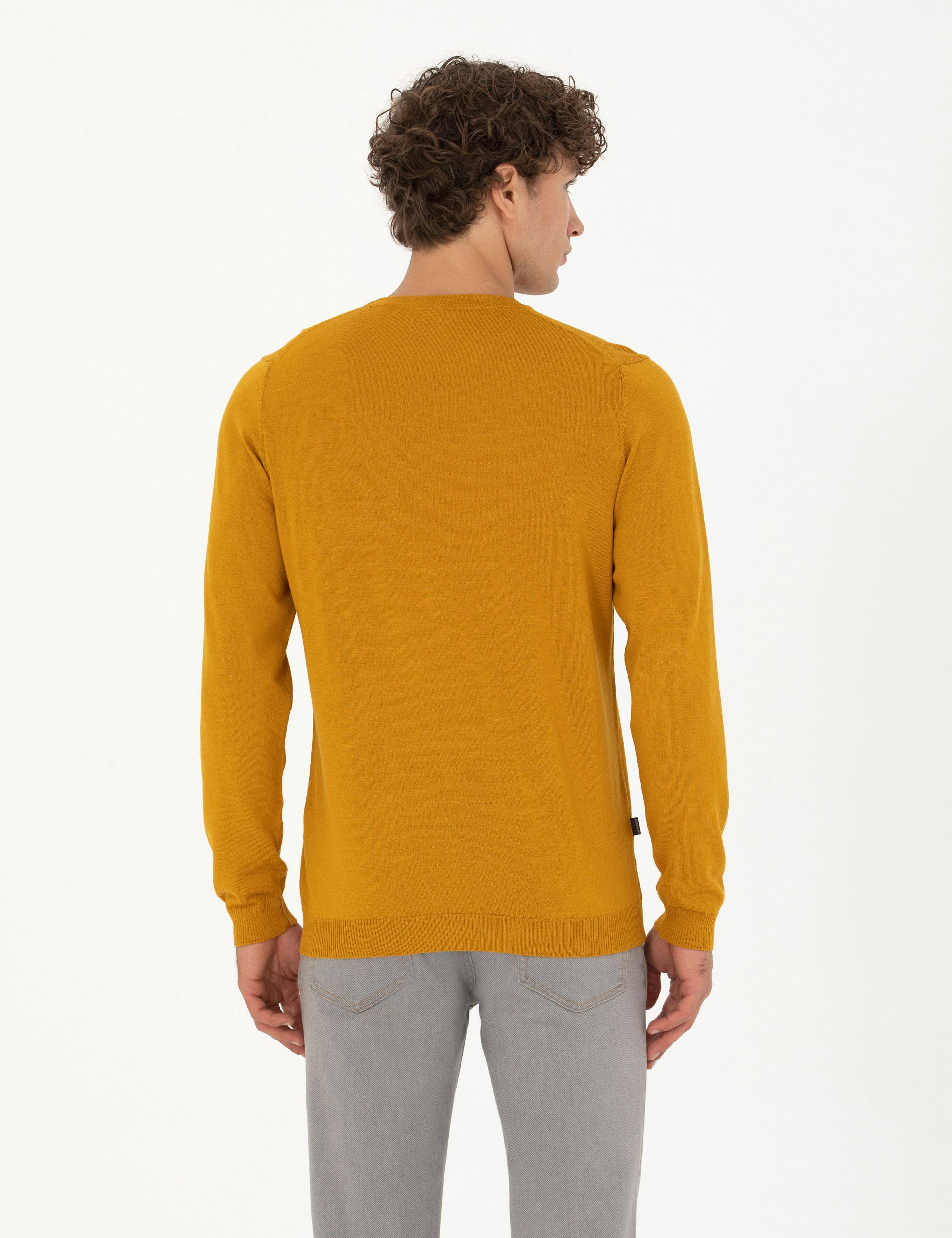 Safran Slim Fit Bisiklet Yaka Yün Karışımlı Basic Triko Kazak