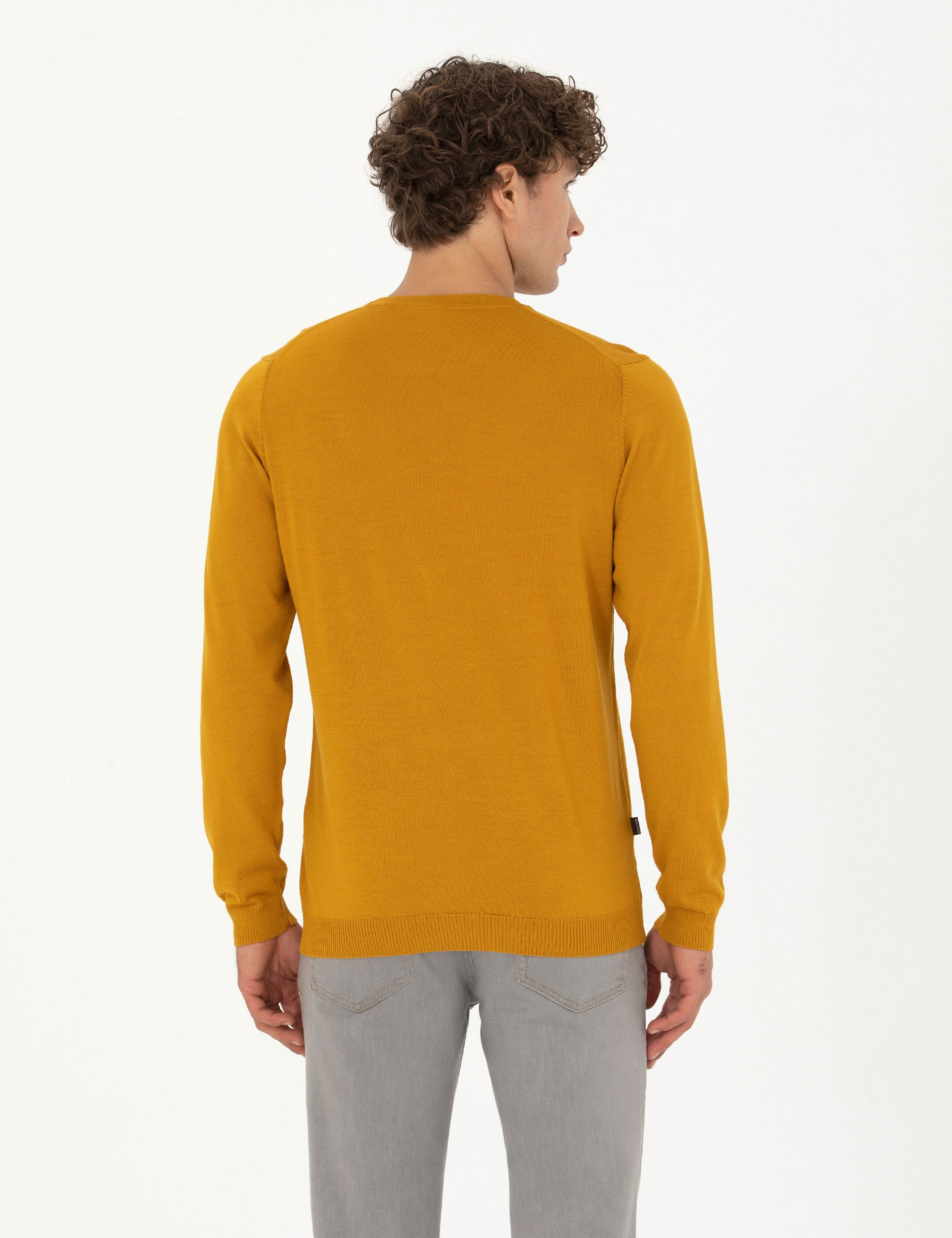 Safran Slim Fit Bisiklet Yaka Yün Karışımlı Basic Triko Kazak
