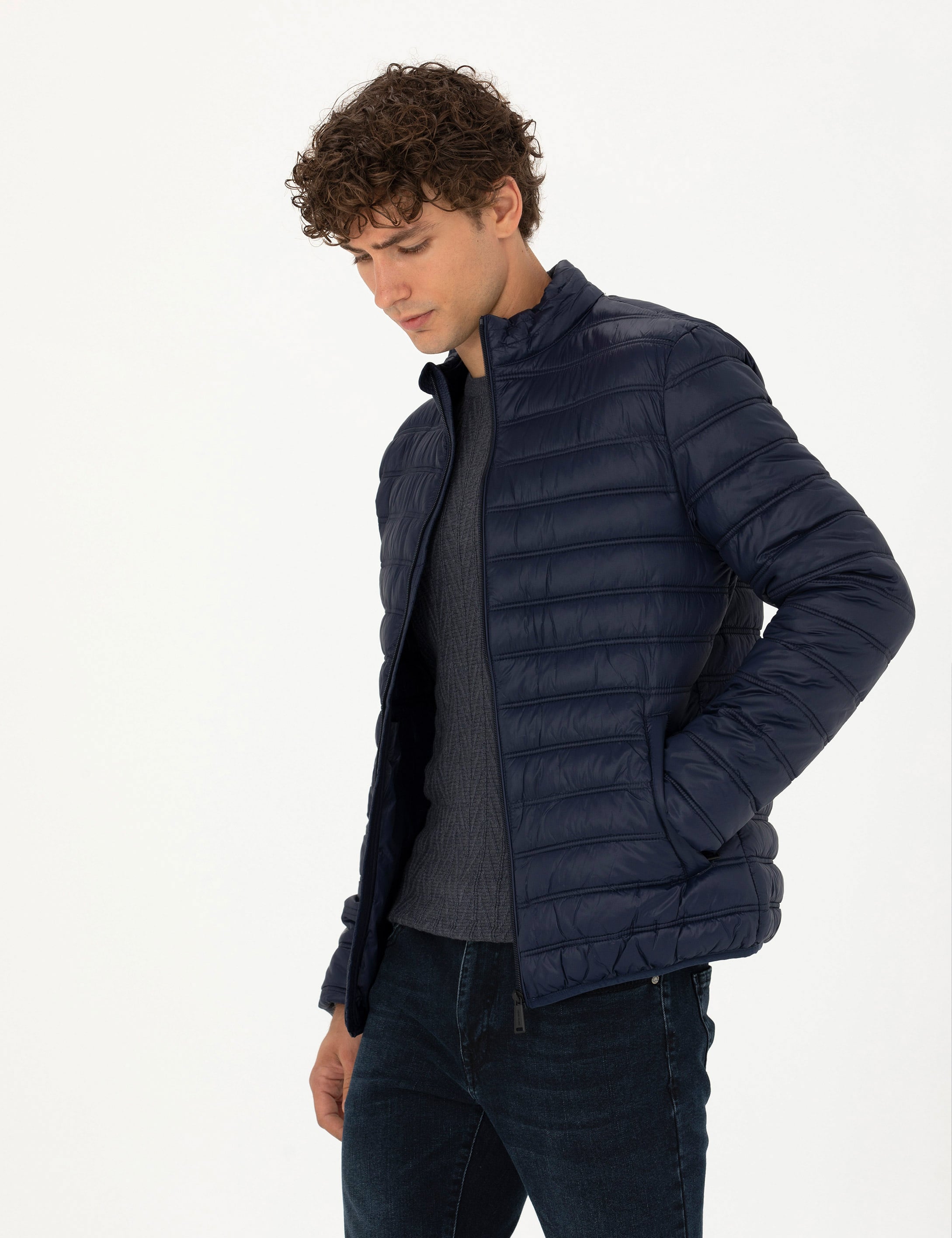 Lacivert Cropped Slim Mont - Image 3