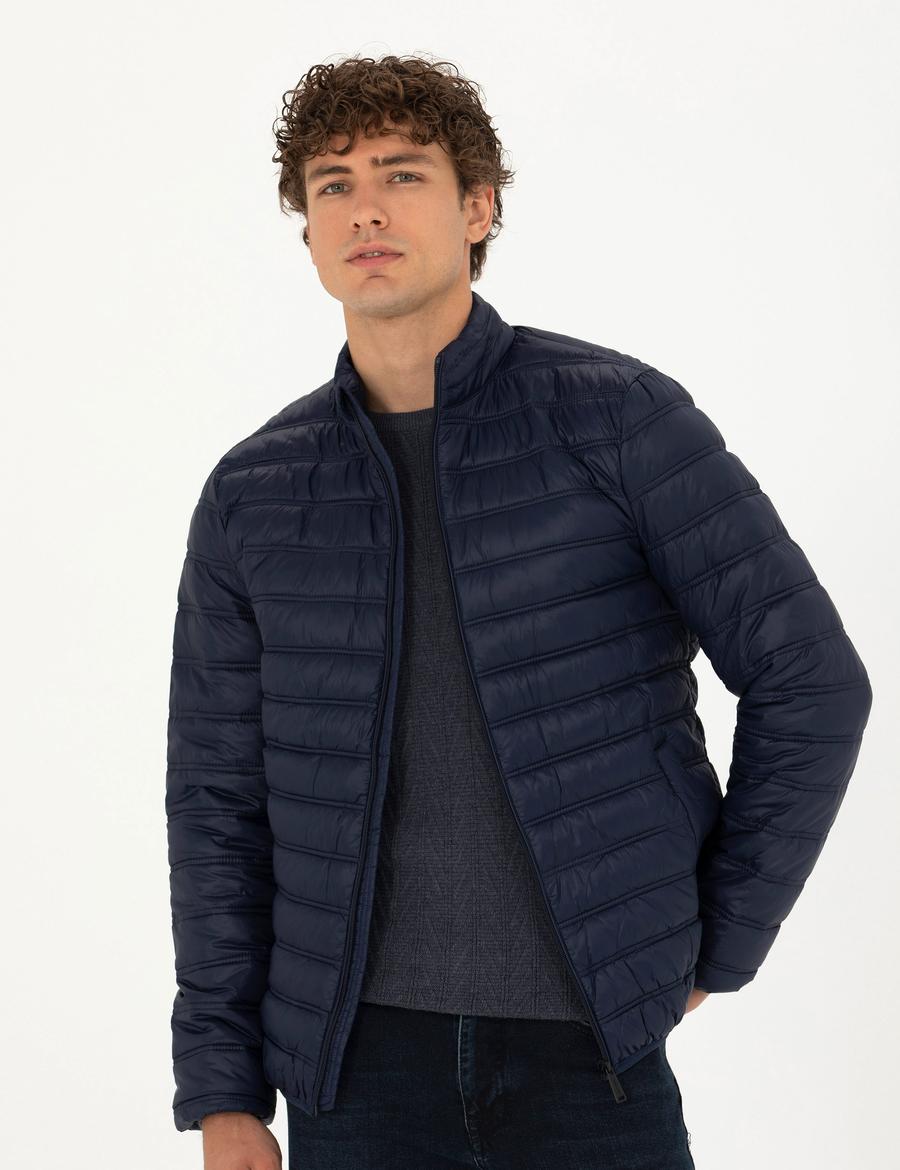Lacivert Cropped Slim Mont
