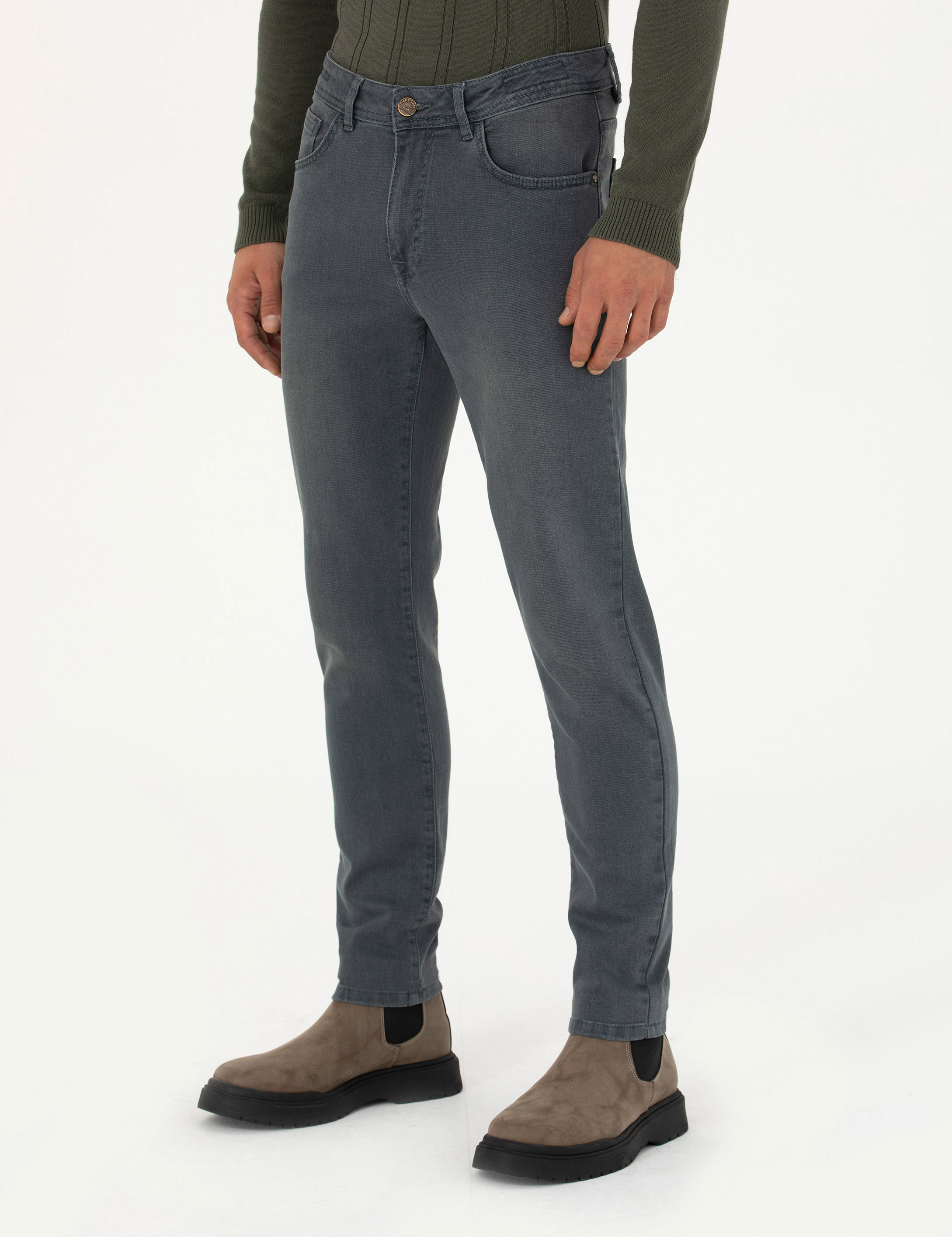 Haki Slim Fit Jean Pantolon - Image 3
